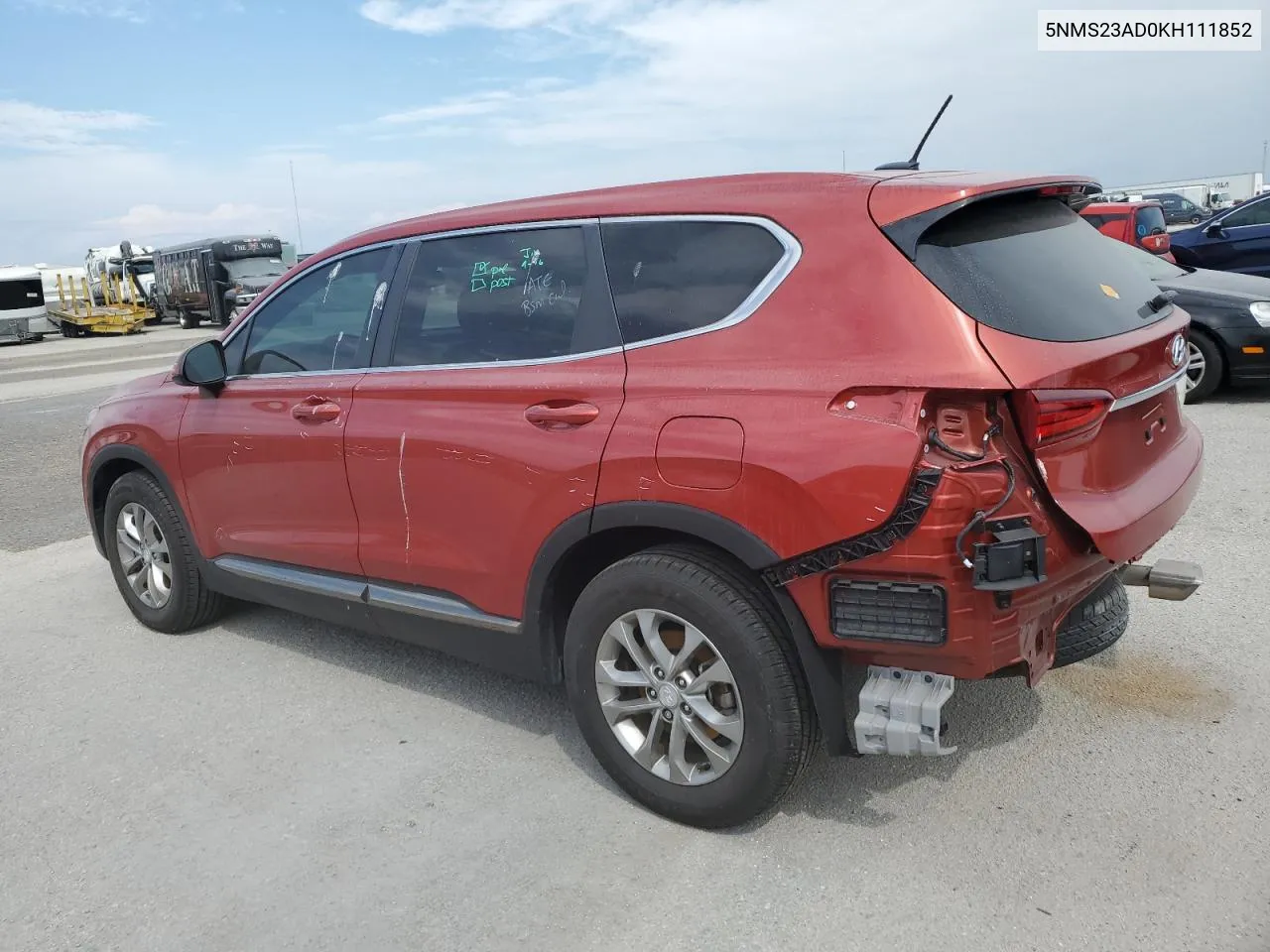 2019 Hyundai Santa Fe Se VIN: 5NMS23AD0KH111852 Lot: 76292224