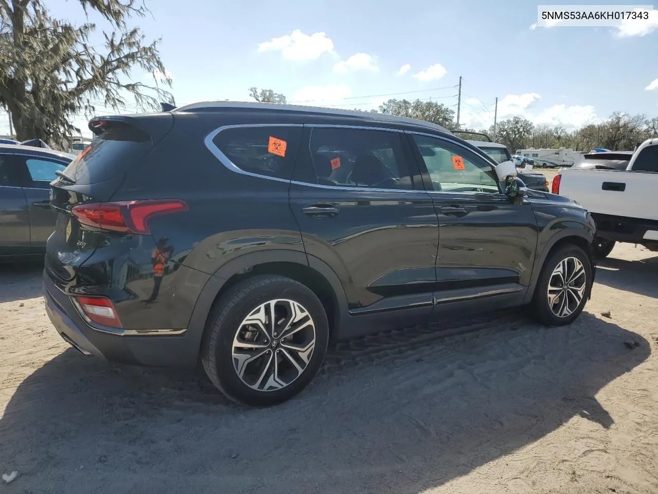 2019 Hyundai Santa Fe Limited VIN: 5NMS53AA6KH017343 Lot: 77576524