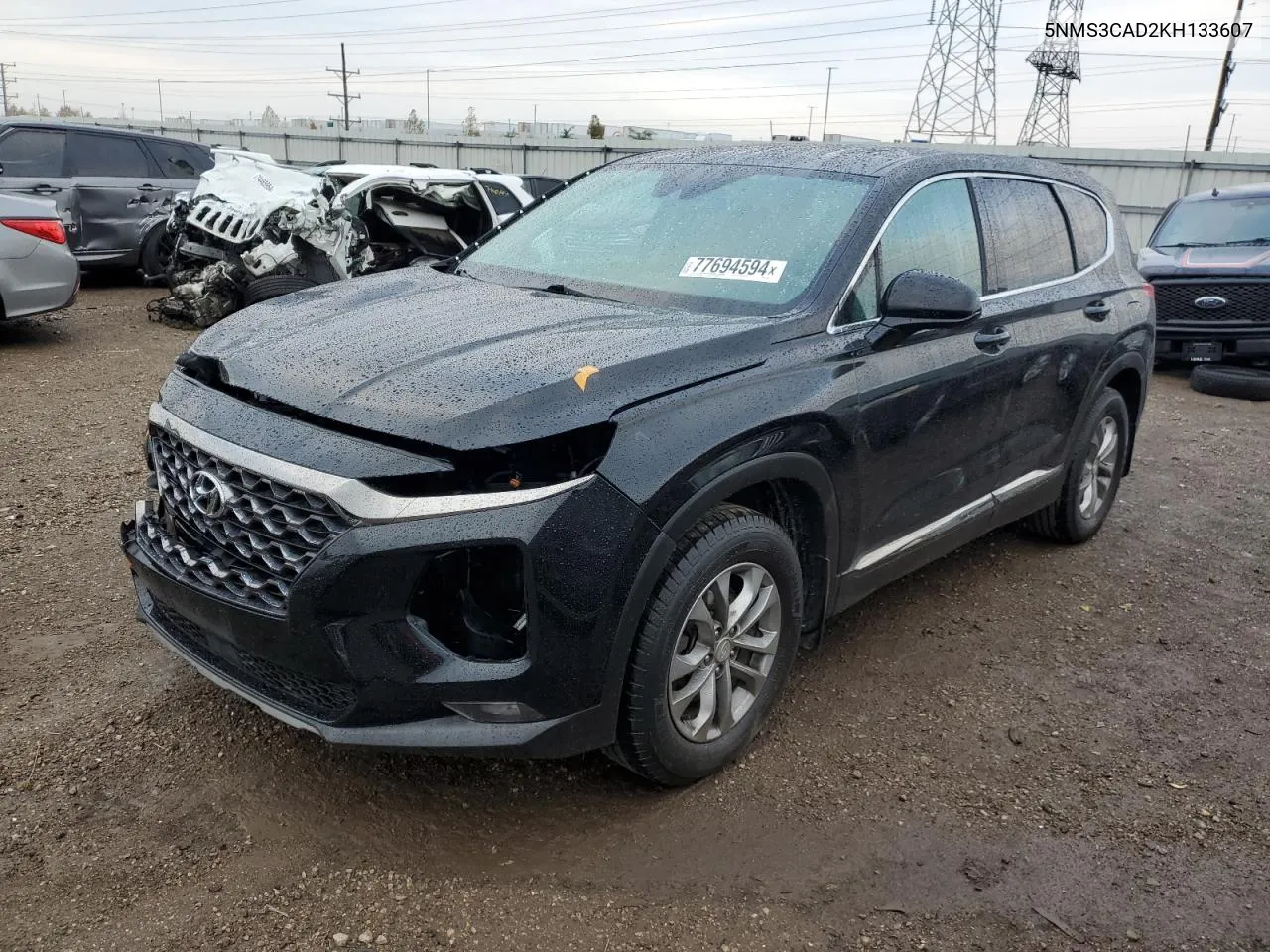 2019 Hyundai Santa Fe Sel VIN: 5NMS3CAD2KH133607 Lot: 77694594