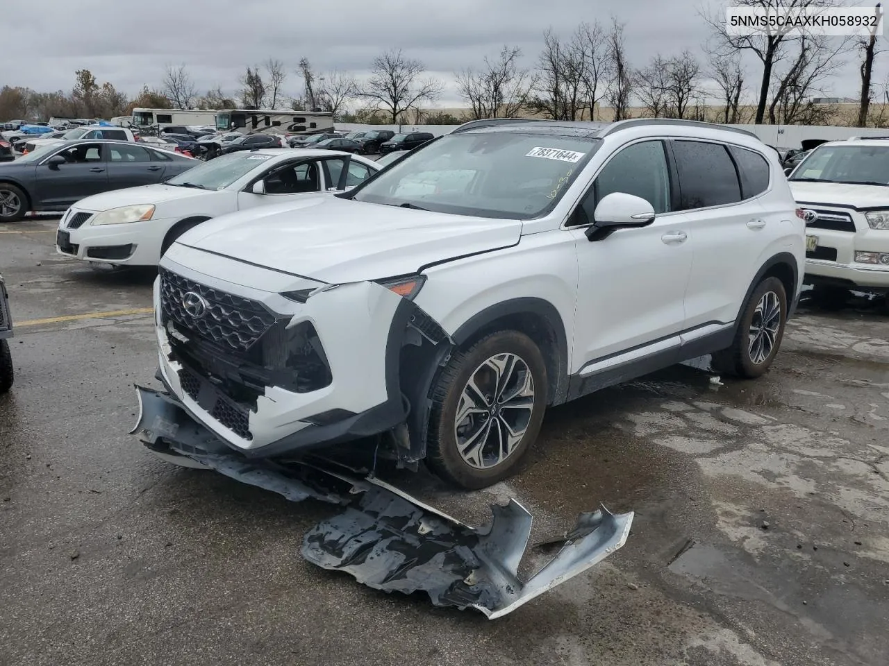 2019 Hyundai Santa Fe Limited VIN: 5NMS5CAAXKH058932 Lot: 78371644