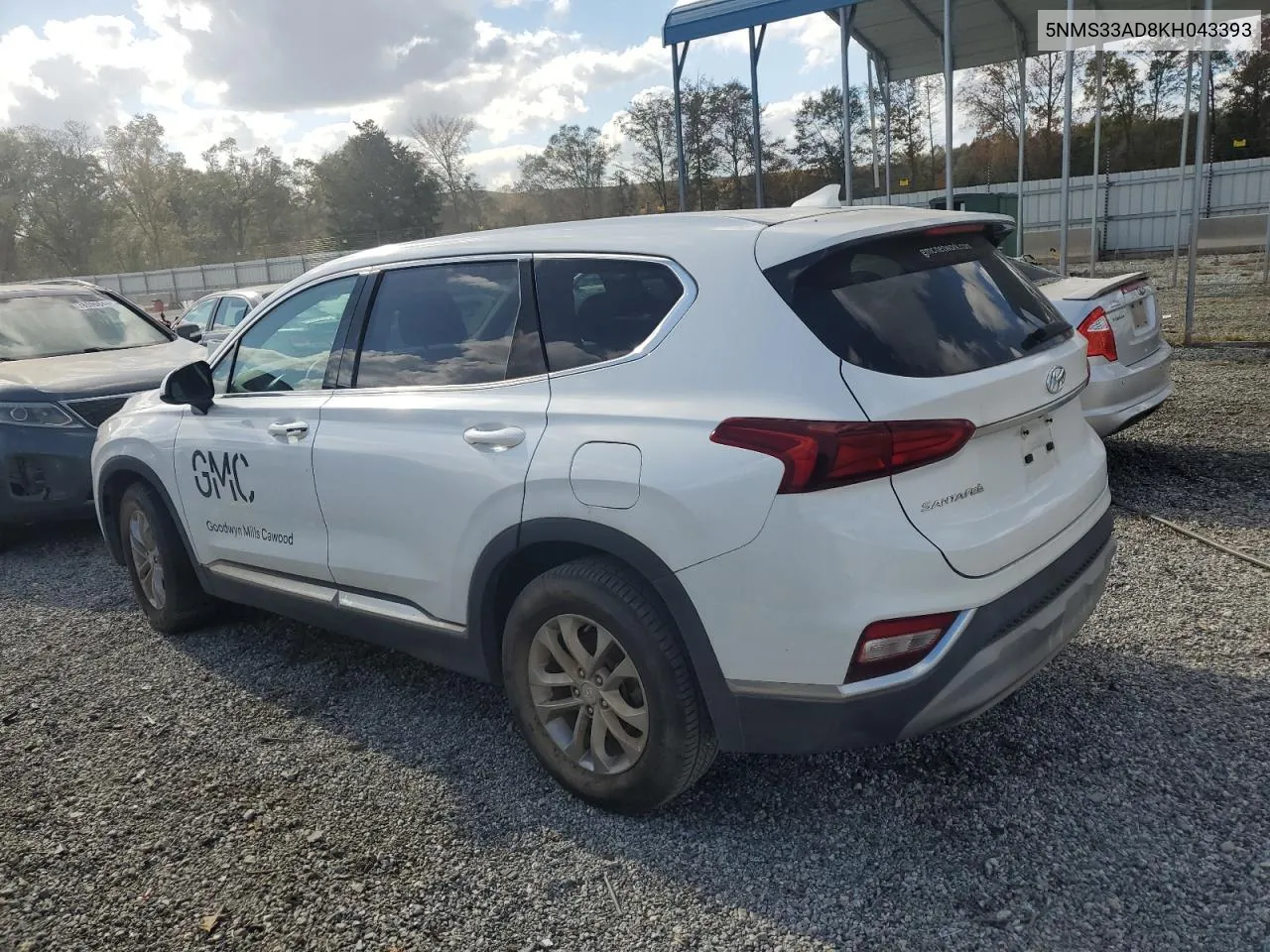 2019 Hyundai Santa Fe Sel VIN: 5NMS33AD8KH043393 Lot: 78695224