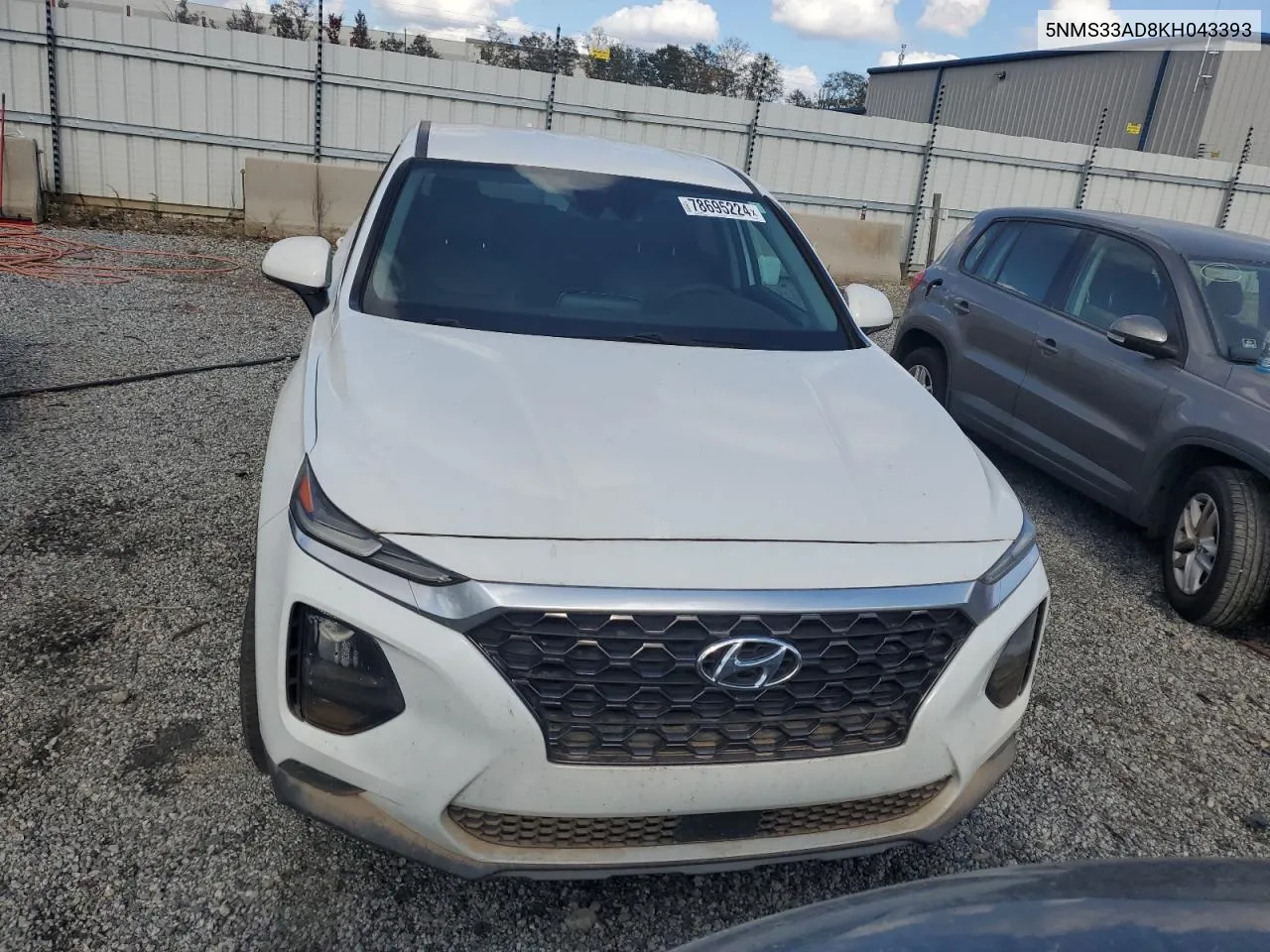 2019 Hyundai Santa Fe Sel VIN: 5NMS33AD8KH043393 Lot: 78695224