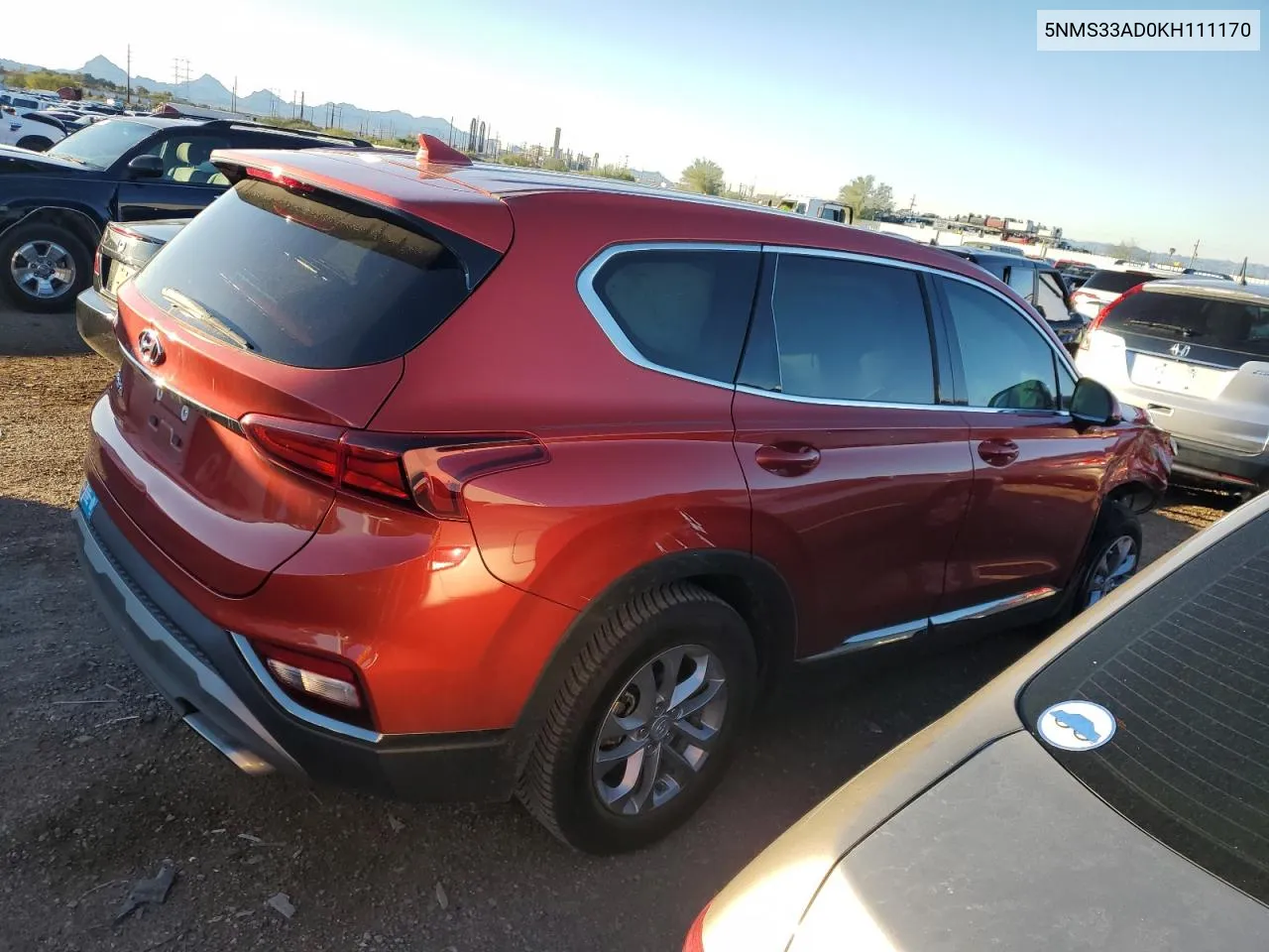 2019 Hyundai Santa Fe Sel VIN: 5NMS33AD0KH111170 Lot: 78825834