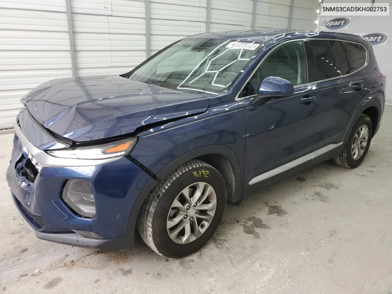 2019 Hyundai Santa Fe Sel VIN: 5NMS3CAD5KH002753 Lot: 78844104