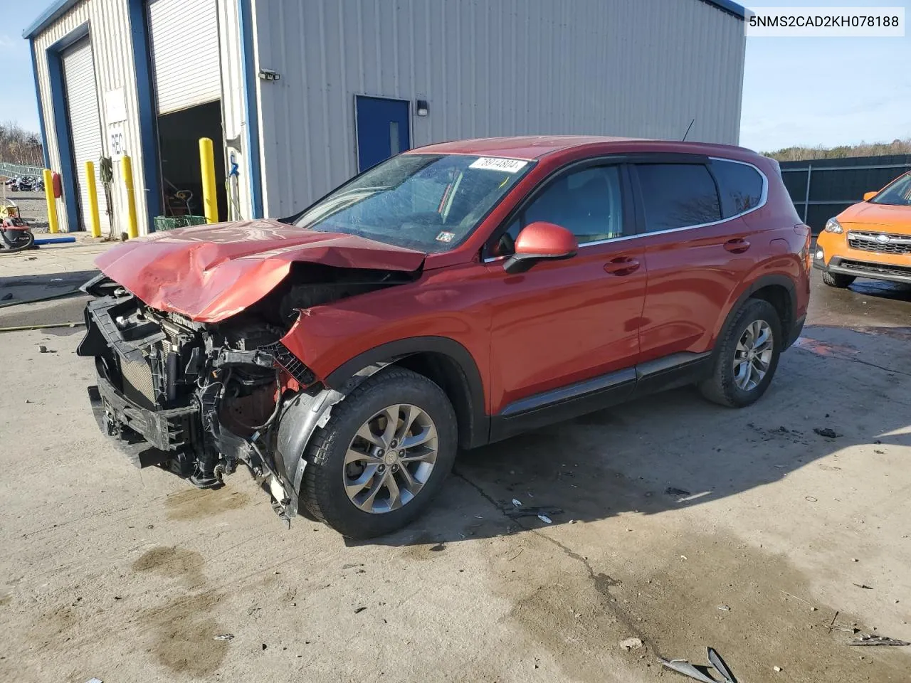 2019 Hyundai Santa Fe Se VIN: 5NMS2CAD2KH078188 Lot: 78914804