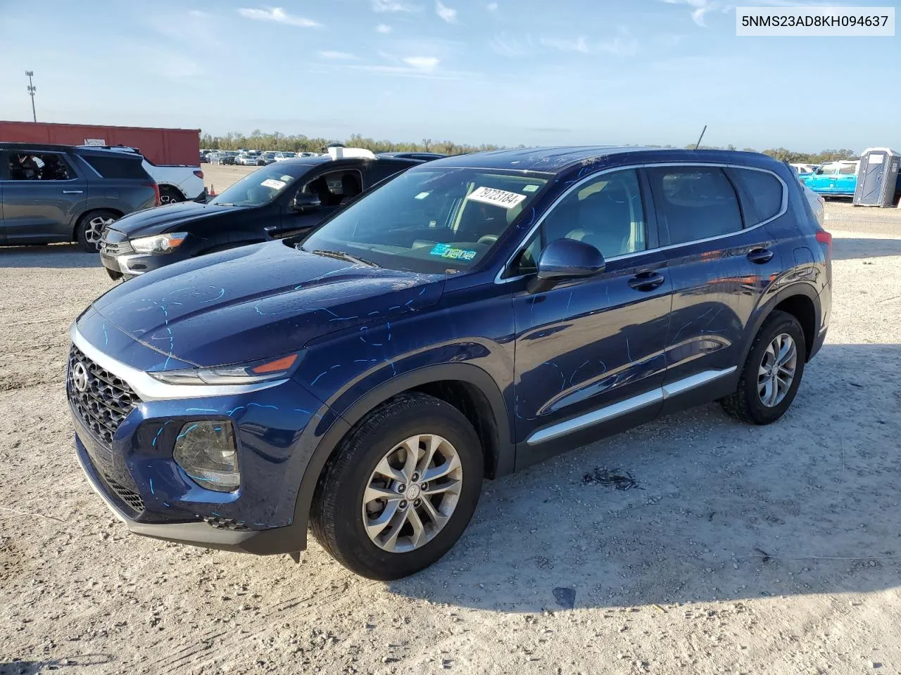 2019 Hyundai Santa Fe Se VIN: 5NMS23AD8KH094637 Lot: 79723184