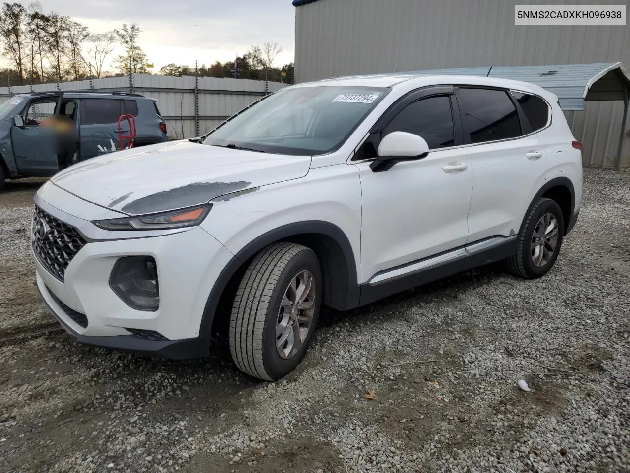 2019 Hyundai Santa Fe Se VIN: 5NMS2CADXKH096938 Lot: 79737294