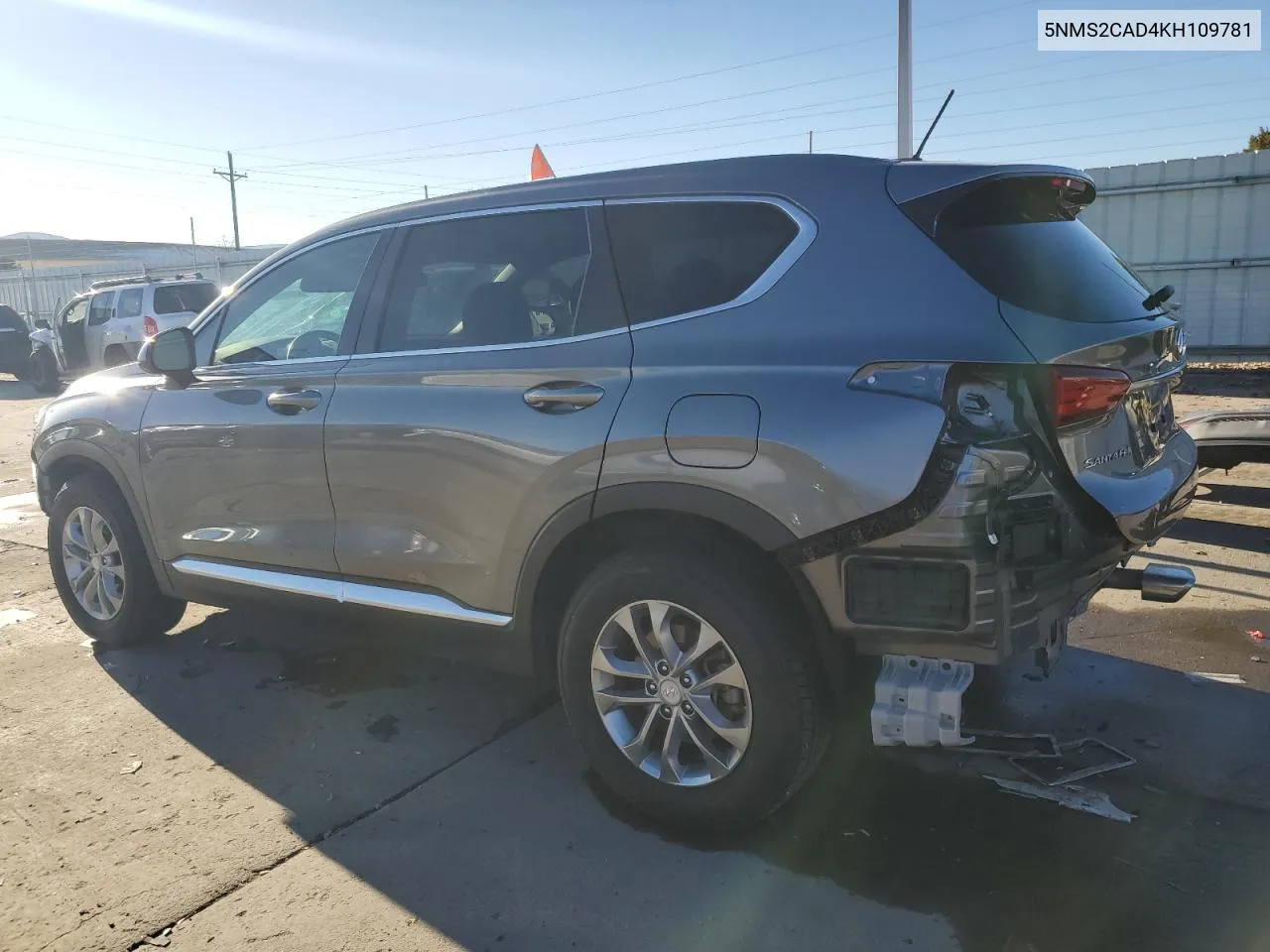 2019 Hyundai Santa Fe Se VIN: 5NMS2CAD4KH109781 Lot: 79744184