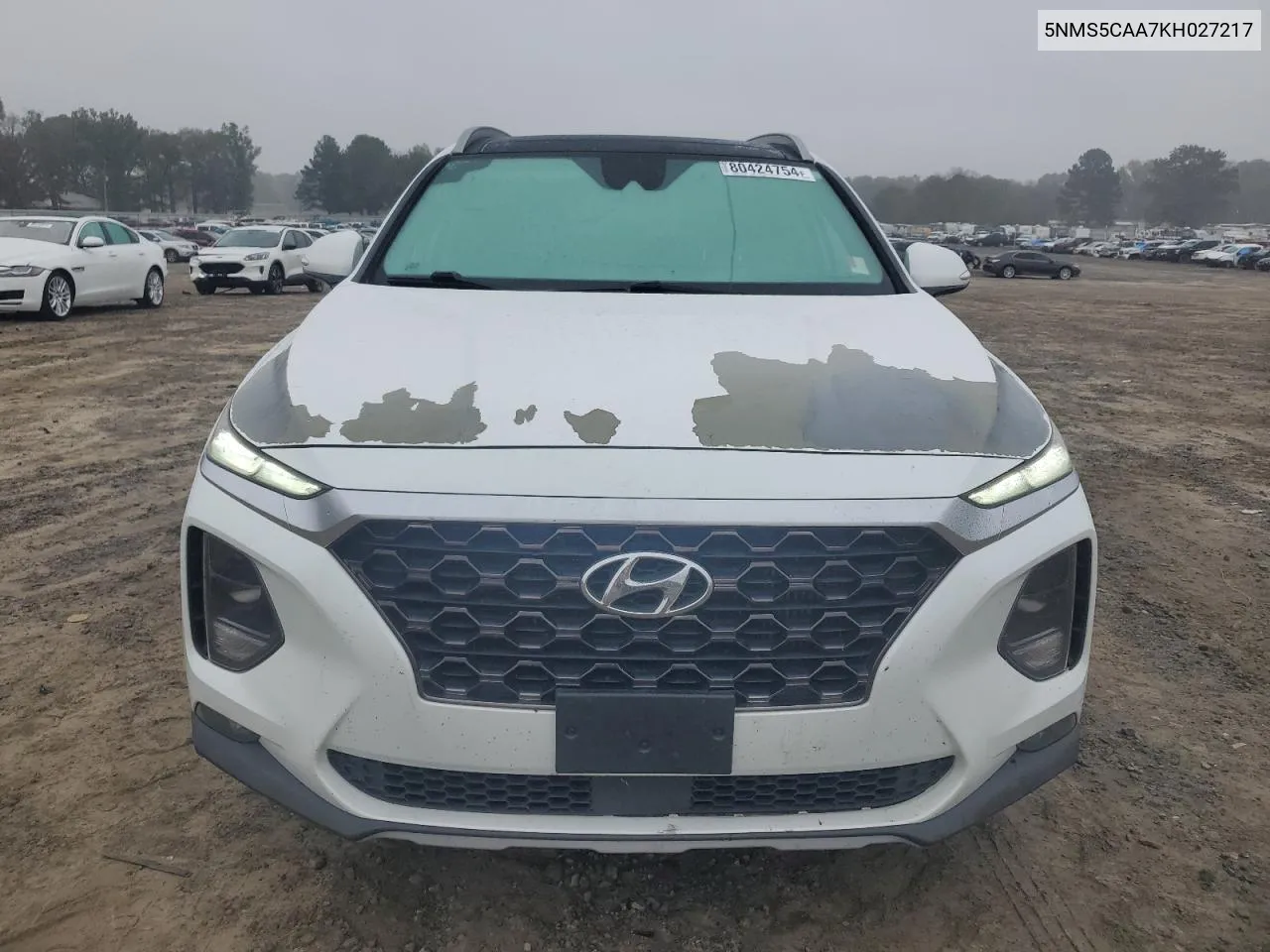 2019 Hyundai Santa Fe Limited VIN: 5NMS5CAA7KH027217 Lot: 80424754