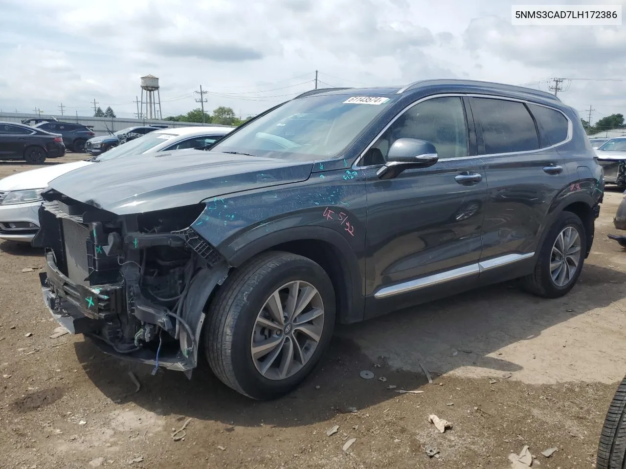 2020 Hyundai Santa Fe Sel VIN: 5NMS3CAD7LH172386 Lot: 61143574