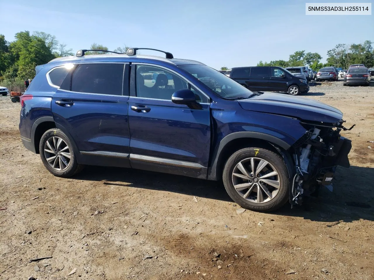 2020 Hyundai Santa Fe Limited VIN: 5NMS53AD3LH255114 Lot: 61192994