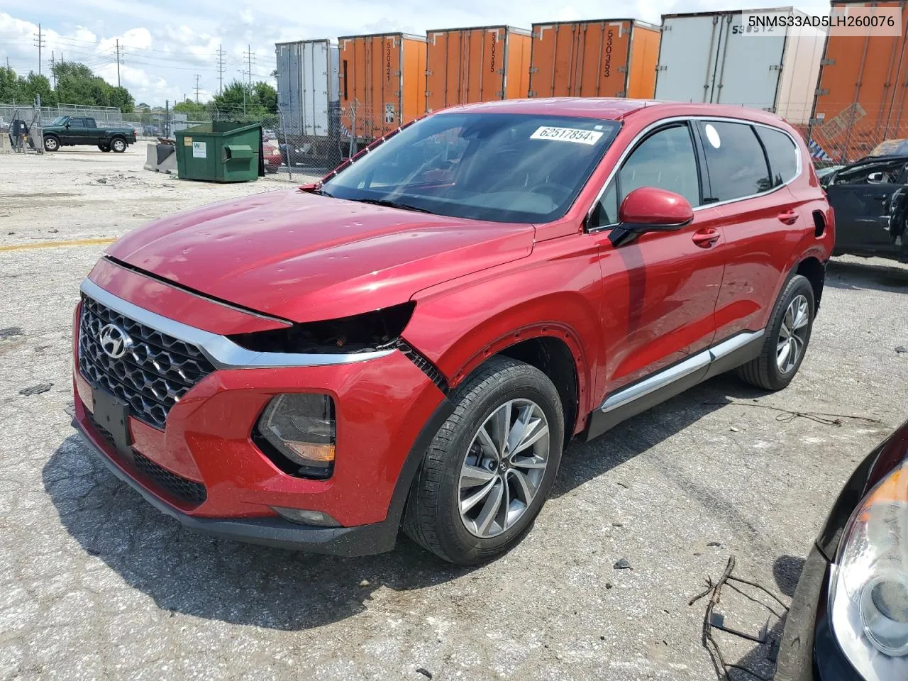 2020 Hyundai Santa Fe Sel VIN: 5NMS33AD5LH260076 Lot: 62517854