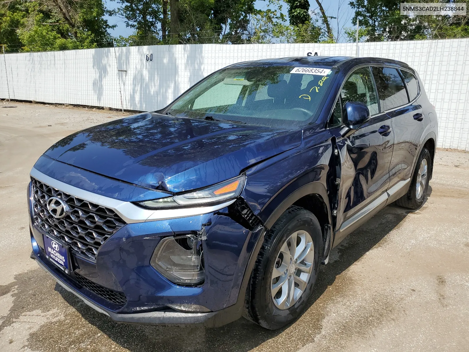 2020 Hyundai Santa Fe Sel VIN: 5NMS3CAD2LH238844 Lot: 62668354