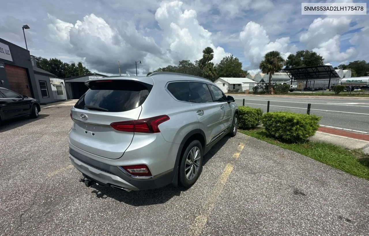 2020 Hyundai Santa Fe Limited VIN: 5NMS53AD2LH175478 Lot: 71316864