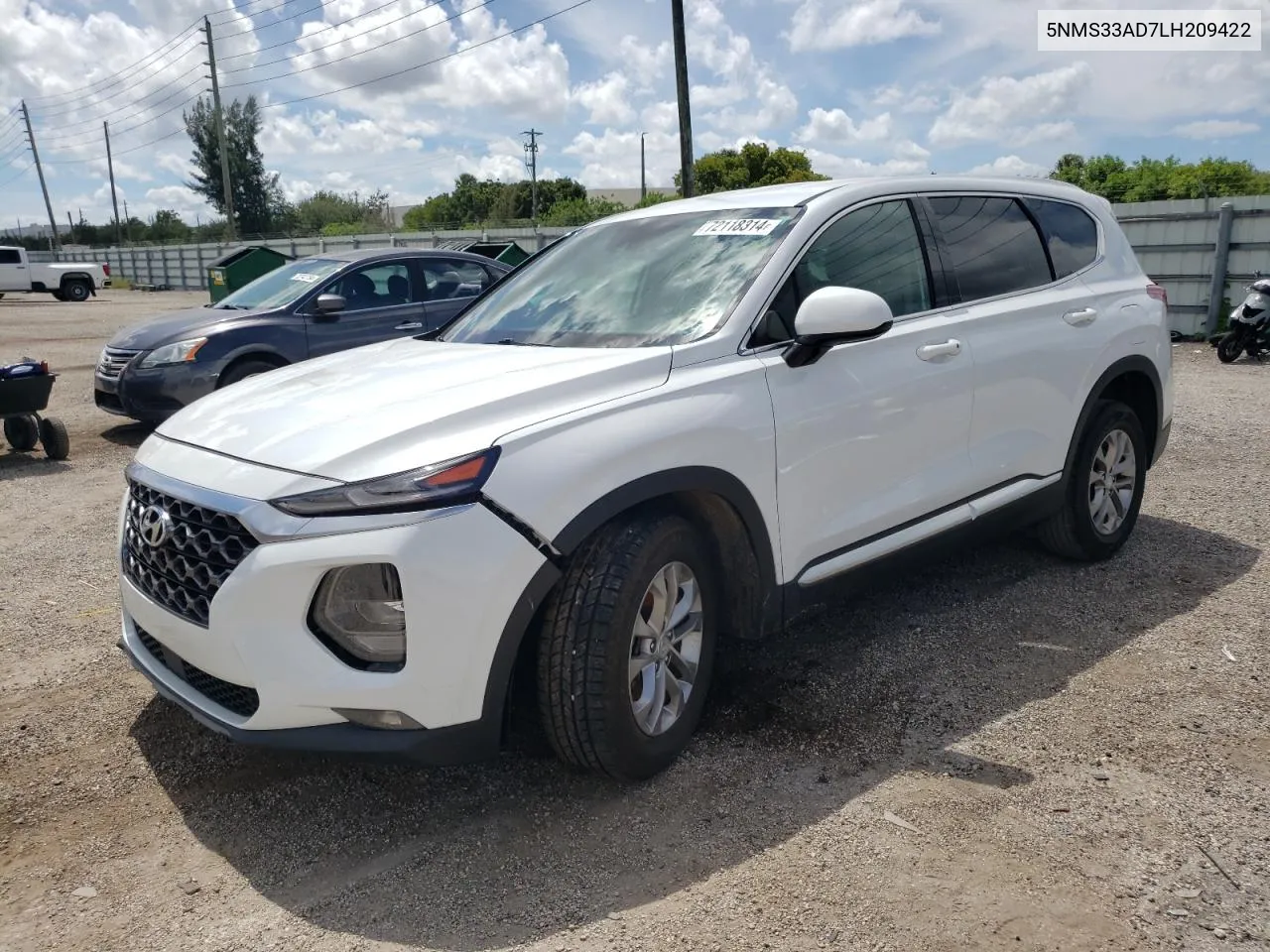 2020 Hyundai Santa Fe Sel VIN: 5NMS33AD7LH209422 Lot: 72118314