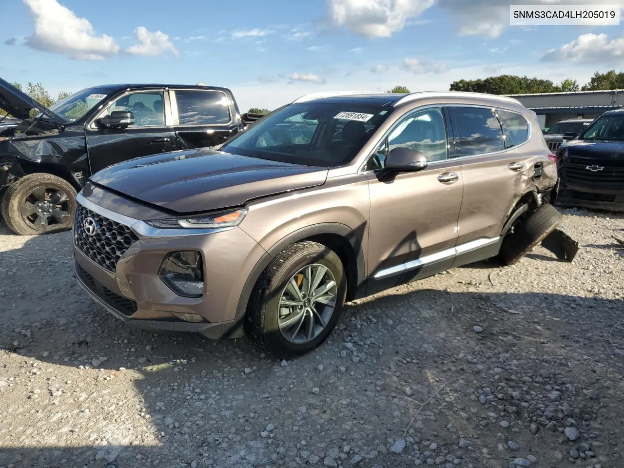 2020 Hyundai Santa Fe Sel VIN: 5NMS3CAD4LH205019 Lot: 72691854