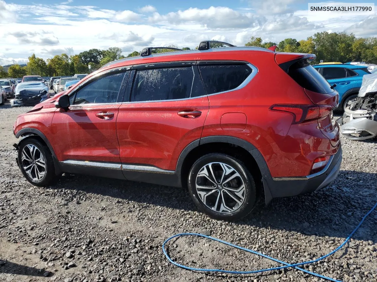 2020 Hyundai Santa Fe Limited VIN: 5NMS5CAA3LH177990 Lot: 72780924