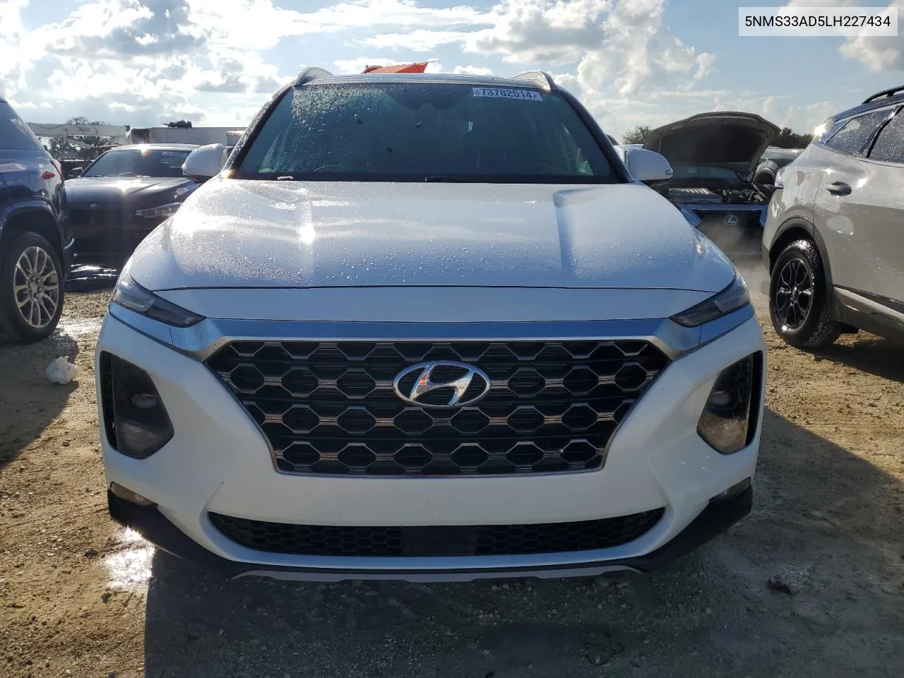 2020 Hyundai Santa Fe Sel VIN: 5NMS33AD5LH227434 Lot: 73782514