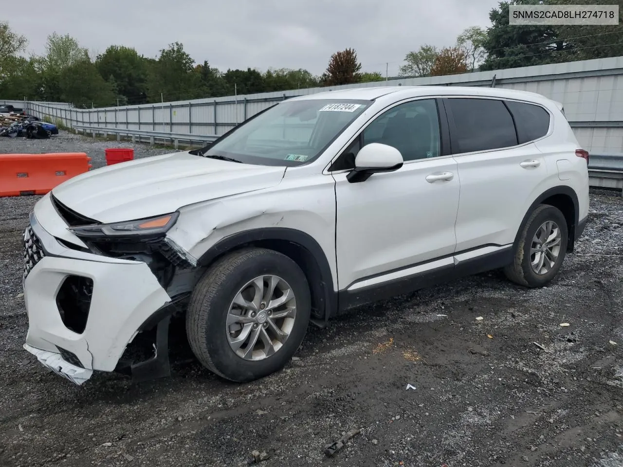 2020 Hyundai Santa Fe Se VIN: 5NMS2CAD8LH274718 Lot: 74187244