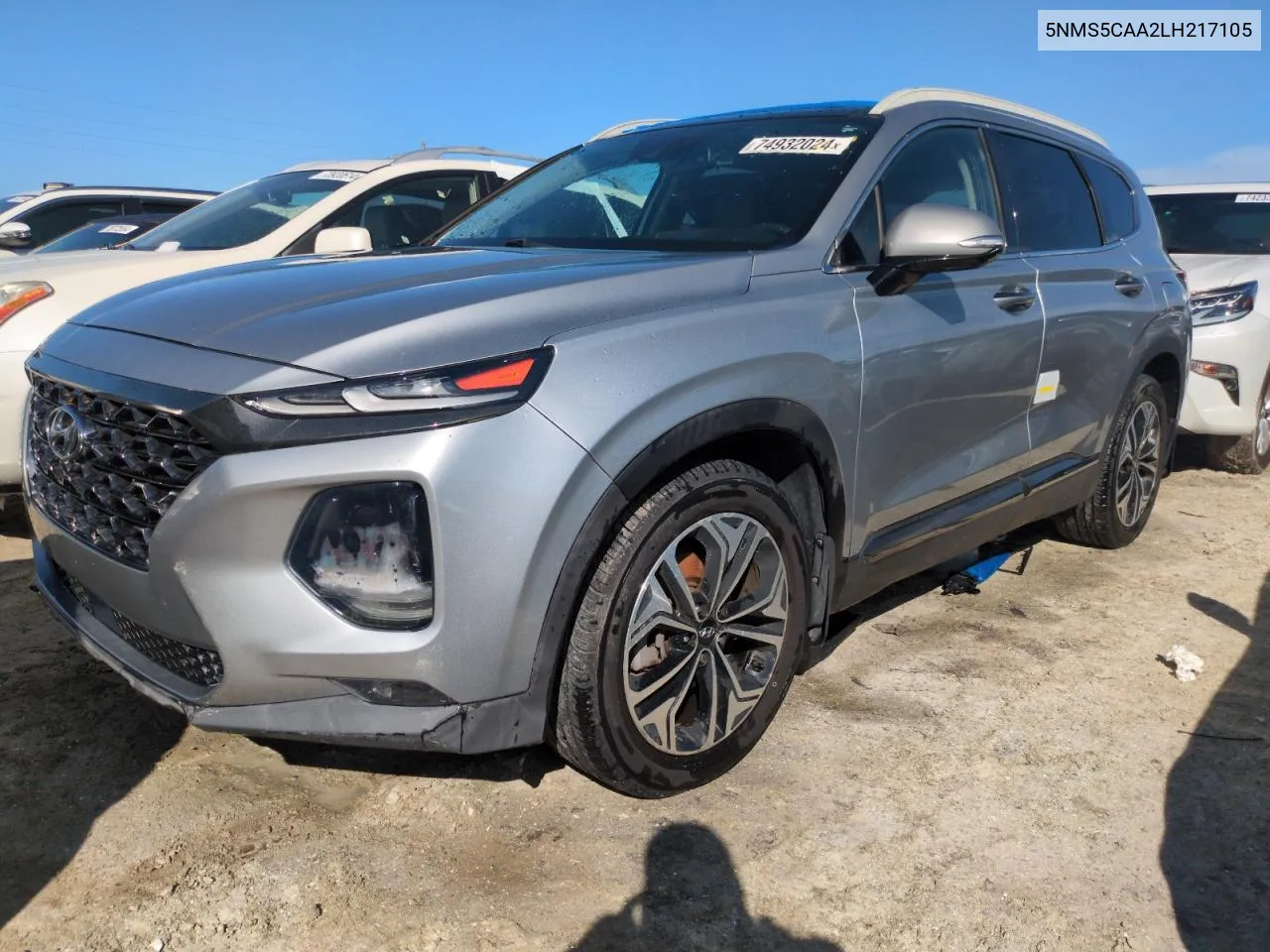 2020 Hyundai Santa Fe Limited VIN: 5NMS5CAA2LH217105 Lot: 74932024