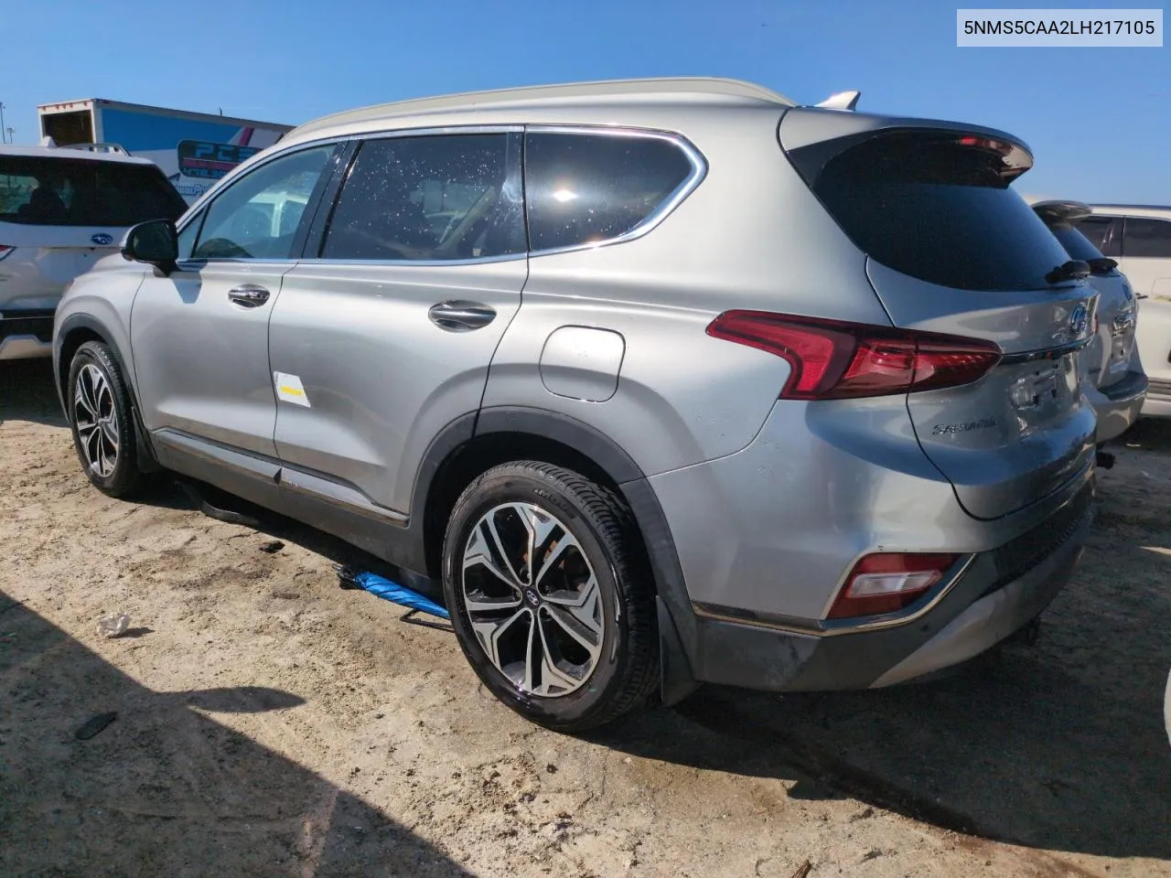 2020 Hyundai Santa Fe Limited VIN: 5NMS5CAA2LH217105 Lot: 74932024