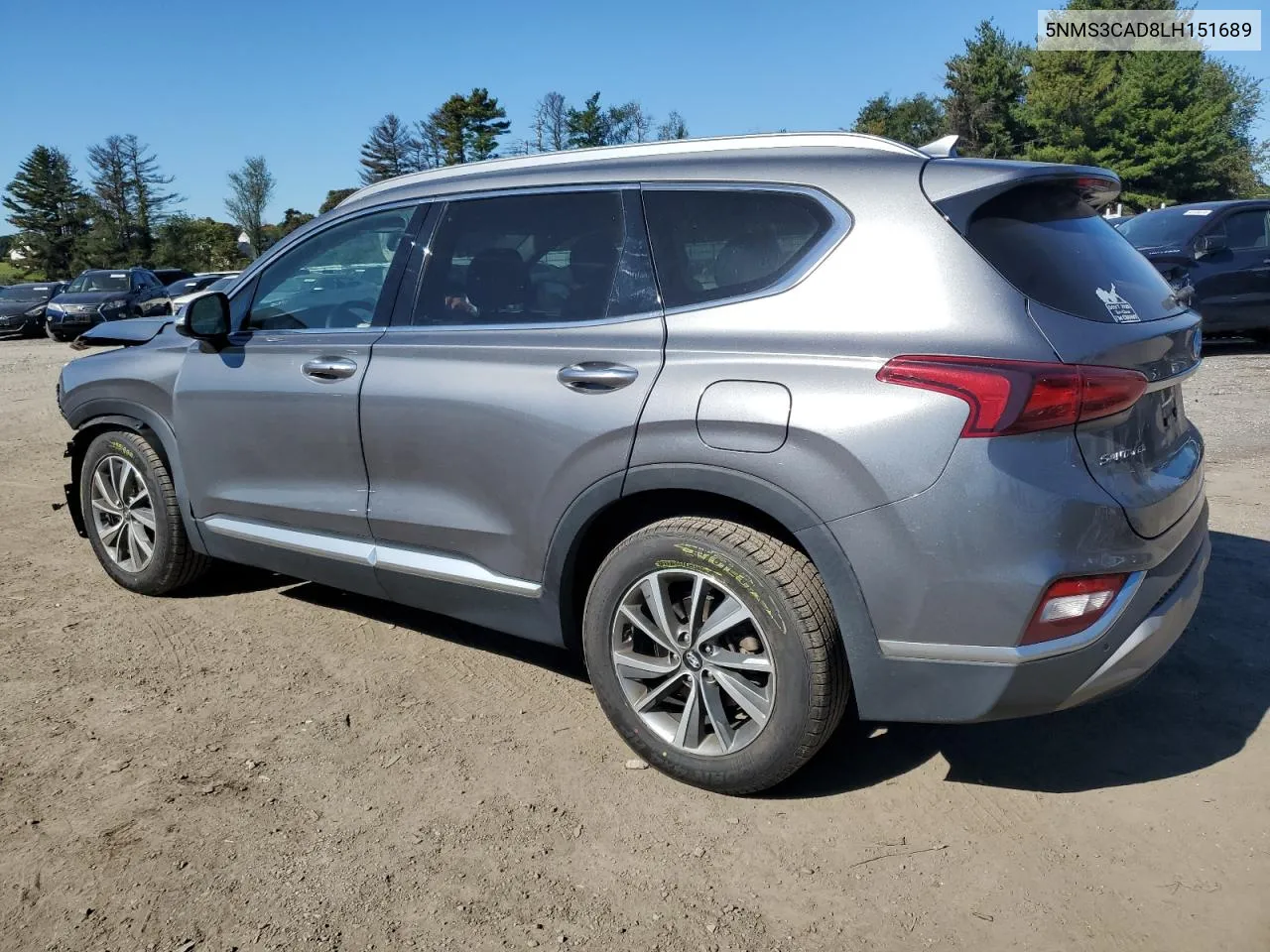 2020 Hyundai Santa Fe Sel VIN: 5NMS3CAD8LH151689 Lot: 75229674