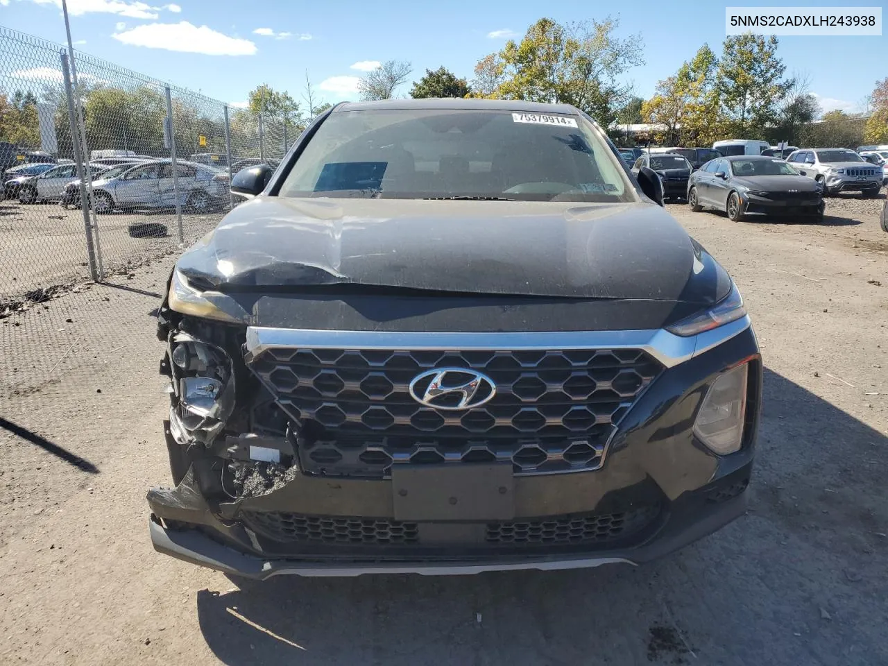 2020 Hyundai Santa Fe Se VIN: 5NMS2CADXLH243938 Lot: 75379914