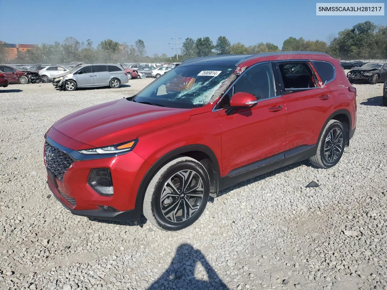 2020 Hyundai Santa Fe Limited VIN: 5NMS5CAA3LH281217 Lot: 75989014