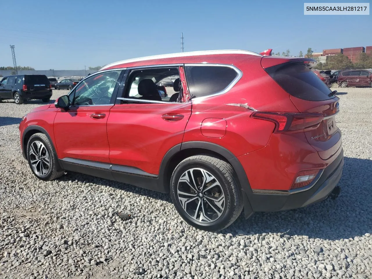 2020 Hyundai Santa Fe Limited VIN: 5NMS5CAA3LH281217 Lot: 75989014