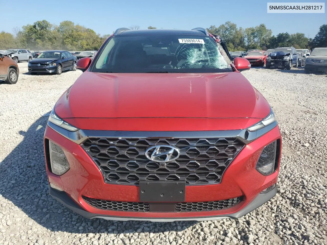 2020 Hyundai Santa Fe Limited VIN: 5NMS5CAA3LH281217 Lot: 75989014