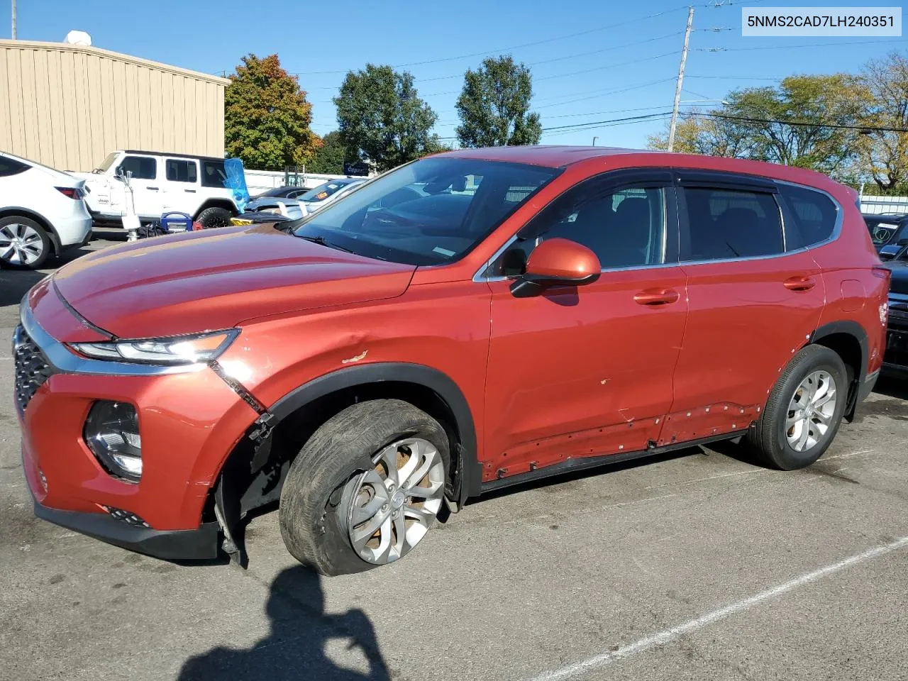 2020 Hyundai Santa Fe Se VIN: 5NMS2CAD7LH240351 Lot: 76505314