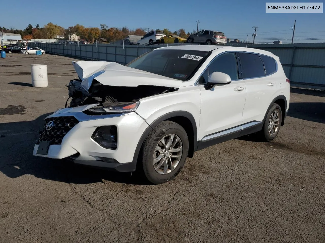 2020 Hyundai Santa Fe Sel VIN: 5NMS33AD3LH177472 Lot: 76687594