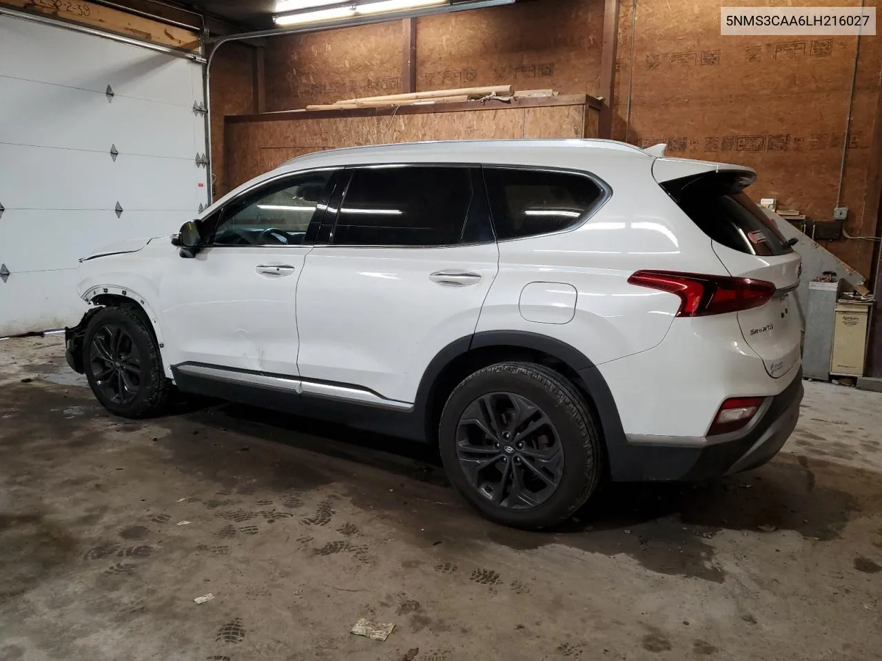 2020 Hyundai Santa Fe Sel VIN: 5NMS3CAA6LH216027 Lot: 81253764