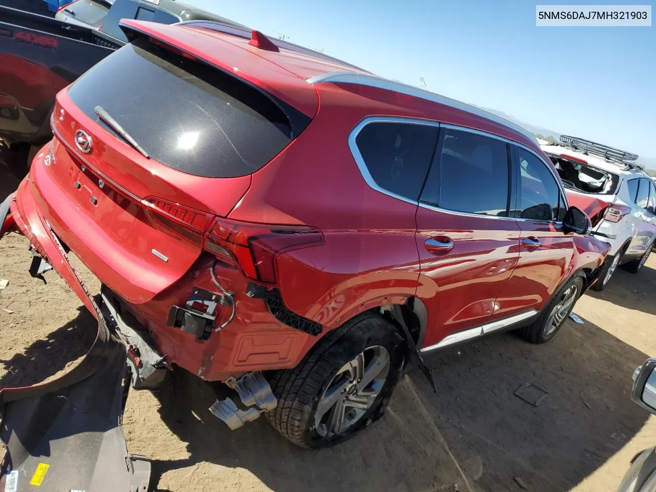 2021 Hyundai Santa Fe Sel VIN: 5NMS6DAJ7MH321903 Lot: 73169764