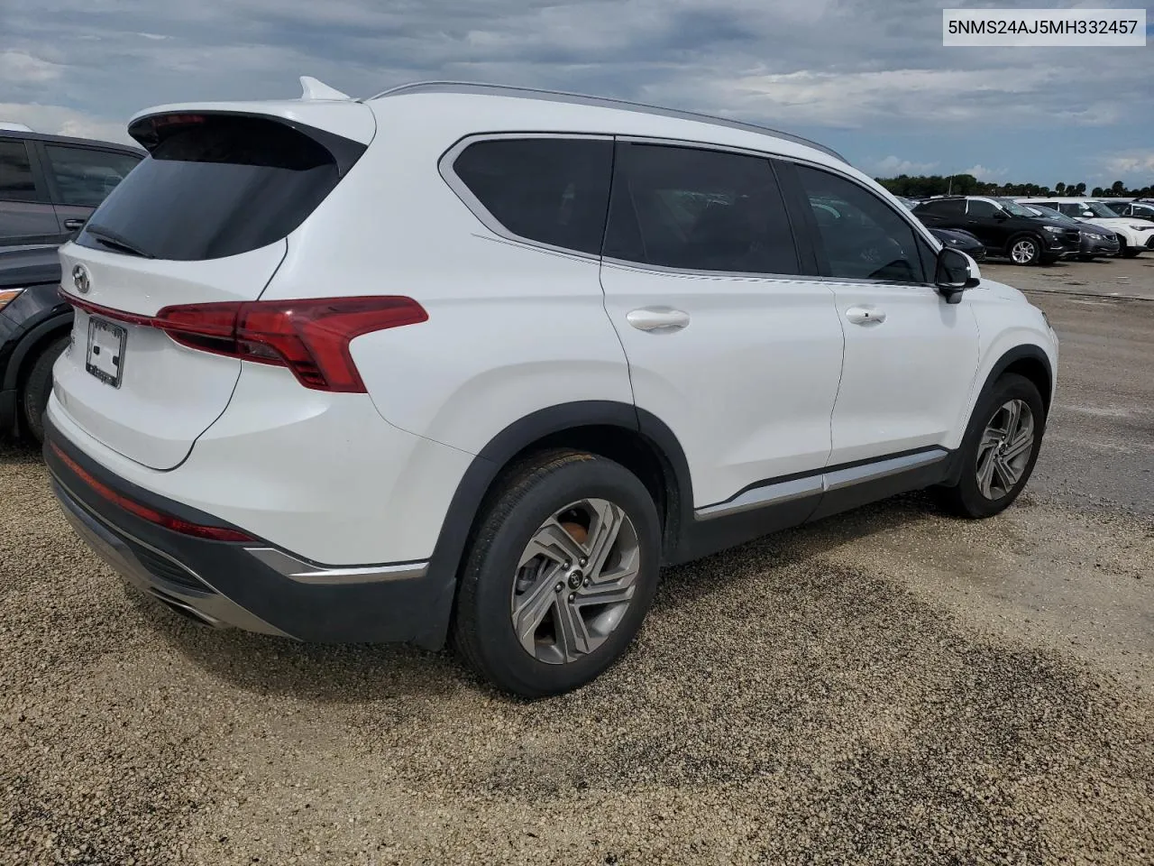 2021 Hyundai Santa Fe Sel VIN: 5NMS24AJ5MH332457 Lot: 74380644