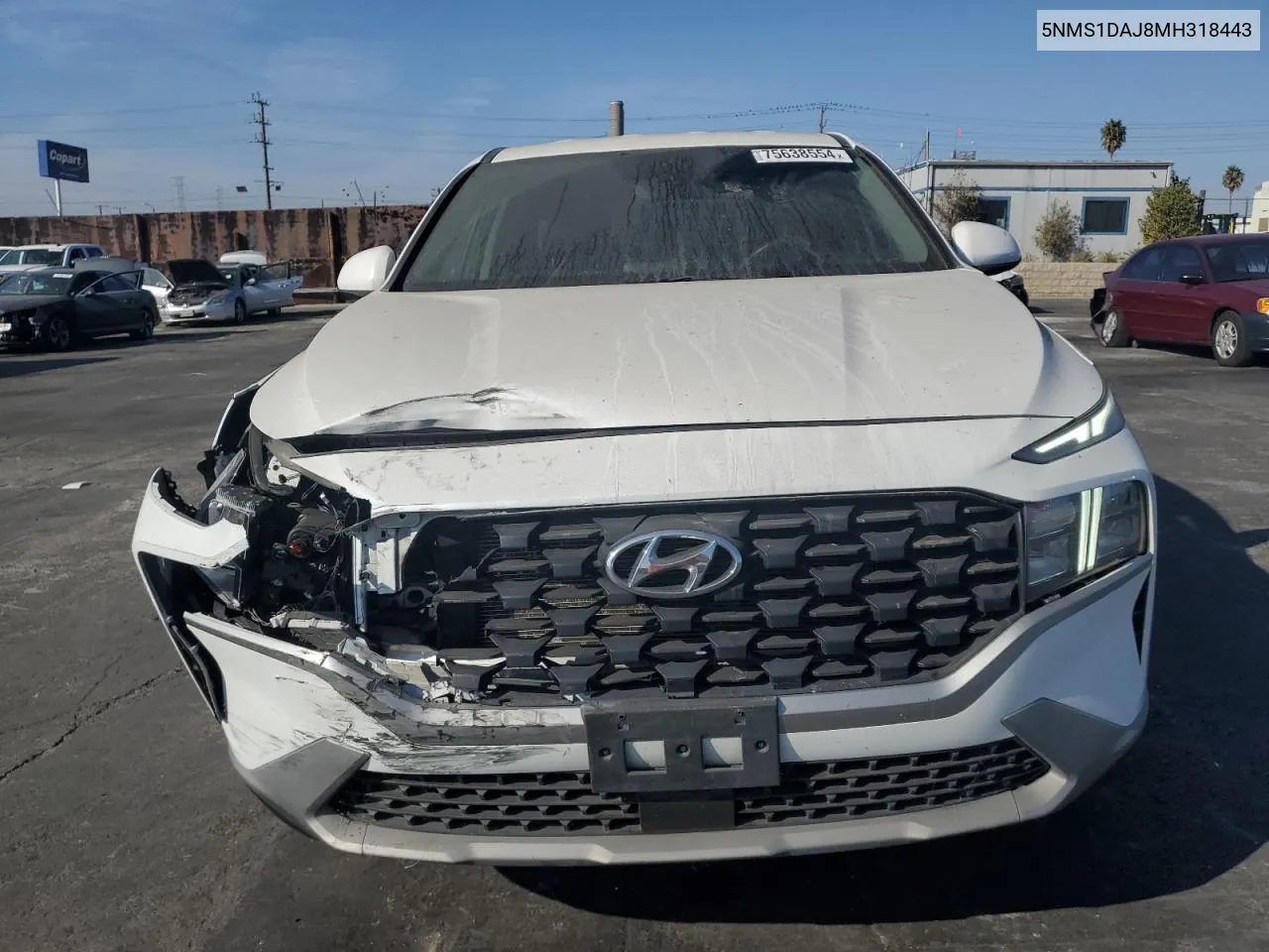 2021 Hyundai Santa Fe Se VIN: 5NMS1DAJ8MH318443 Lot: 75638554