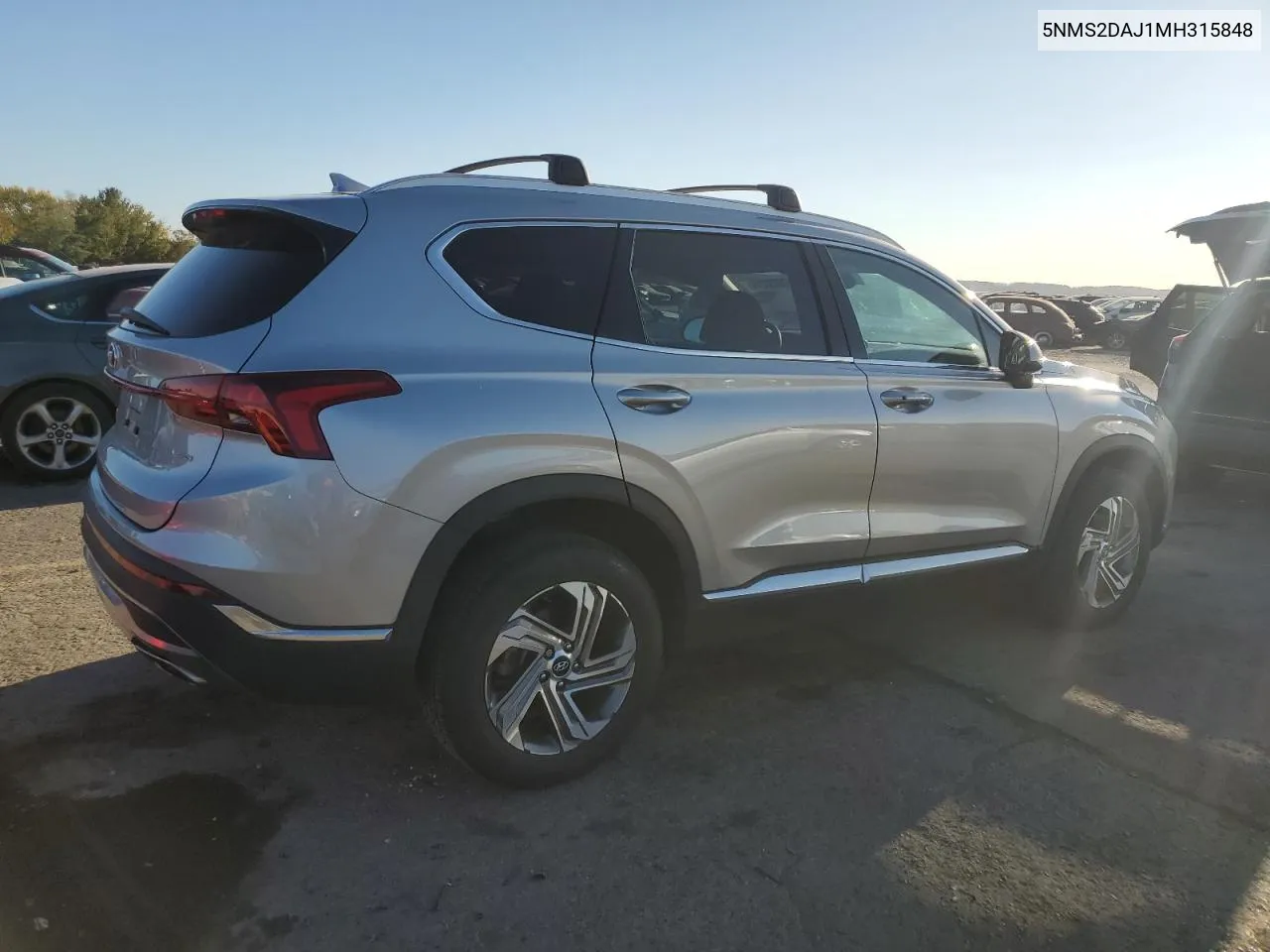 2021 Hyundai Santa Fe Sel VIN: 5NMS2DAJ1MH315848 Lot: 76637374