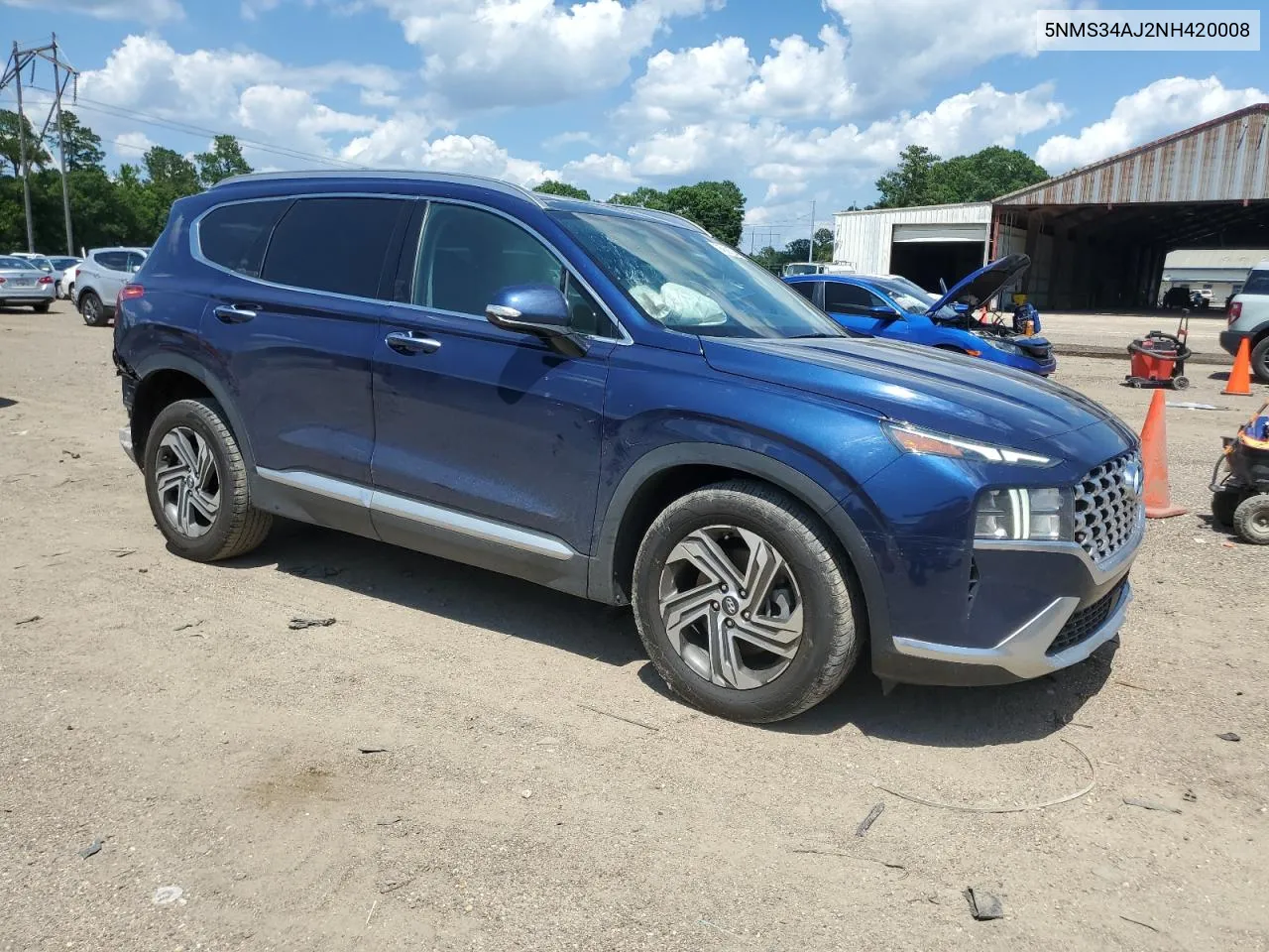 2022 Hyundai Santa Fe Sel VIN: 5NMS34AJ2NH420008 Lot: 55686004