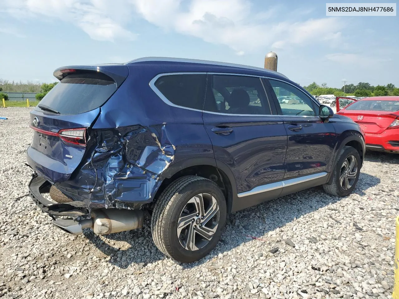 2022 Hyundai Santa Fe Sel VIN: 5NMS2DAJ8NH477686 Lot: 57885624