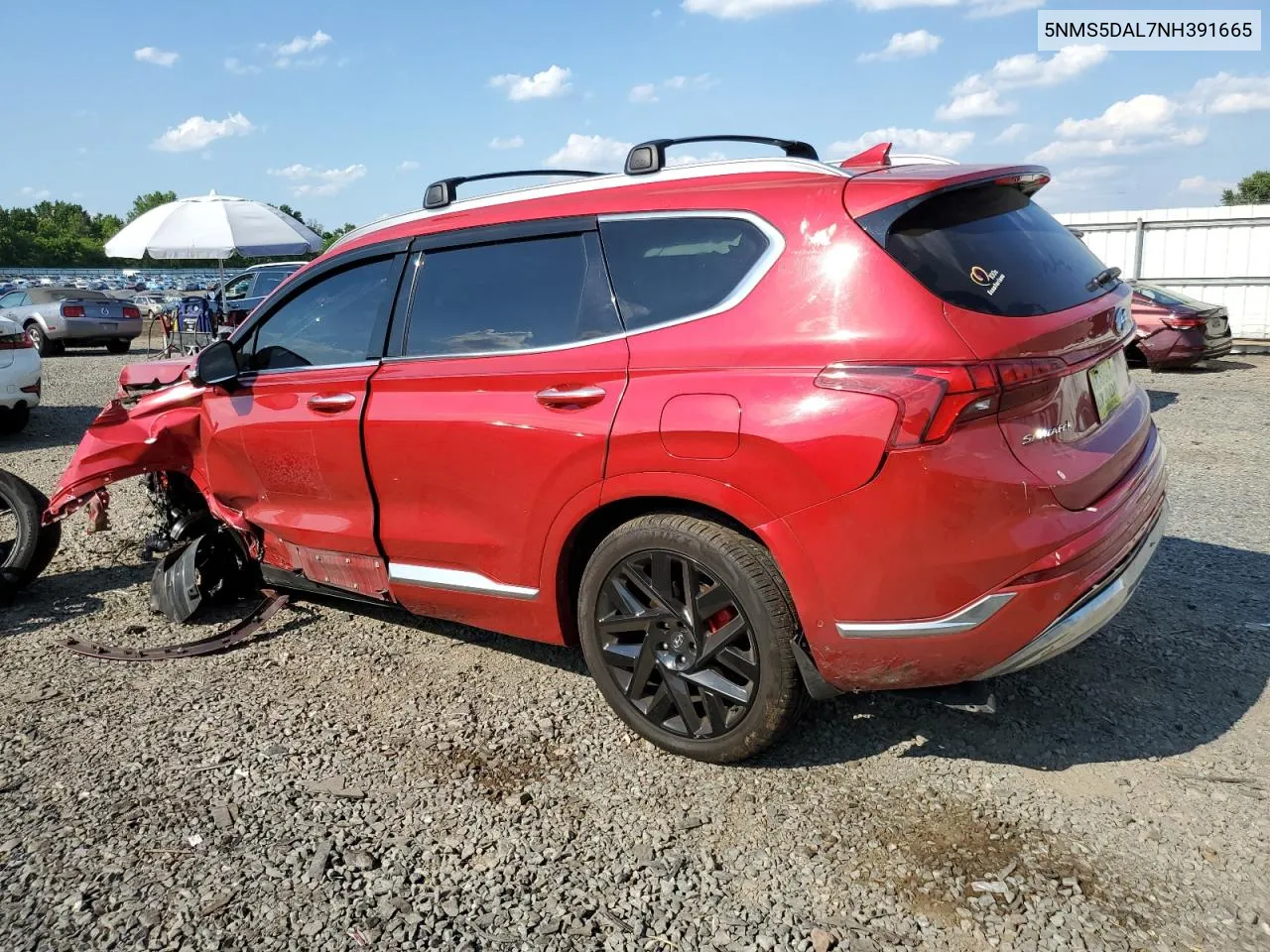 2022 Hyundai Santa Fe Calligraphy VIN: 5NMS5DAL7NH391665 Lot: 59097214