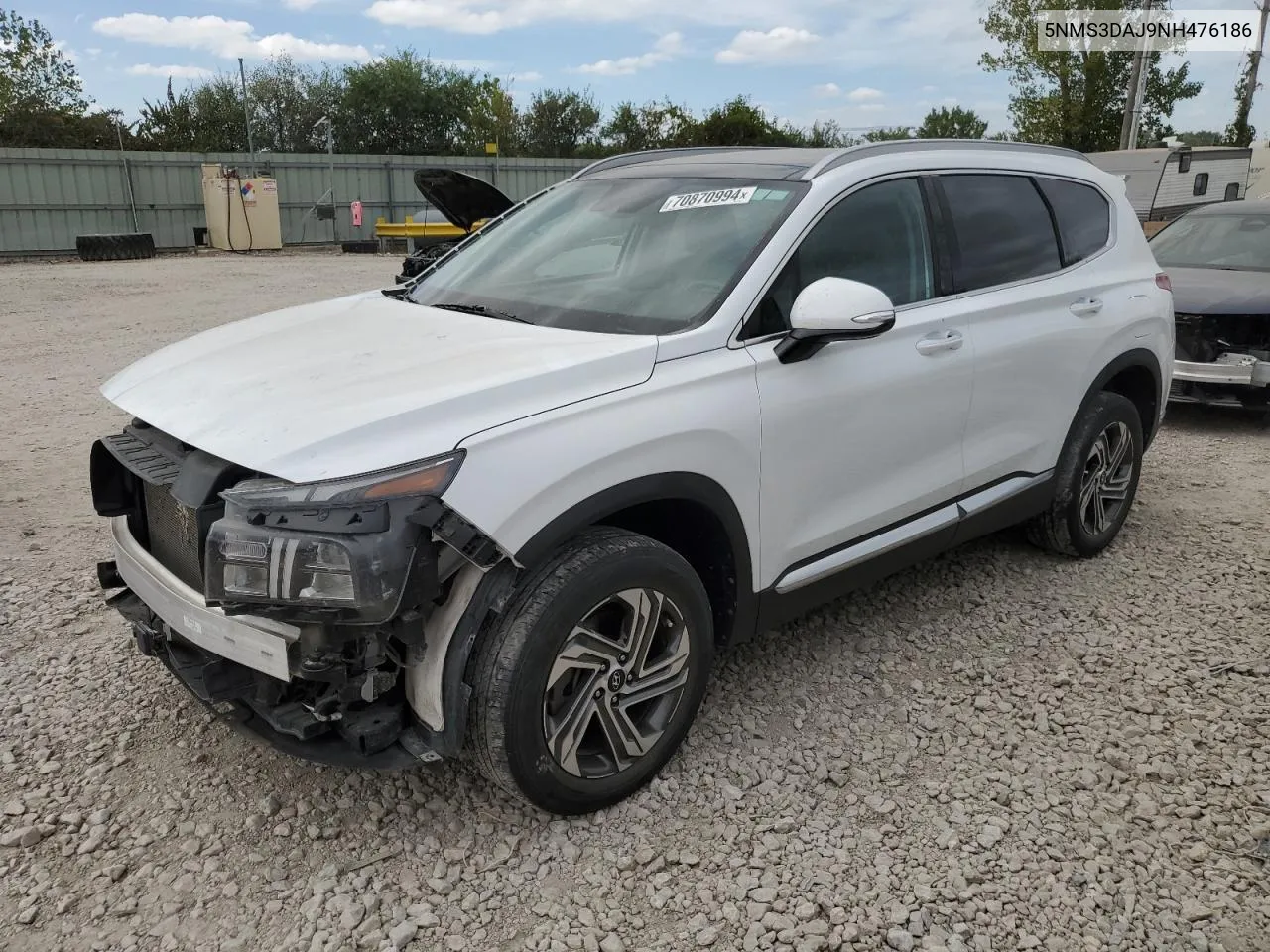 2022 Hyundai Santa Fe Sel VIN: 5NMS3DAJ9NH476186 Lot: 70870994