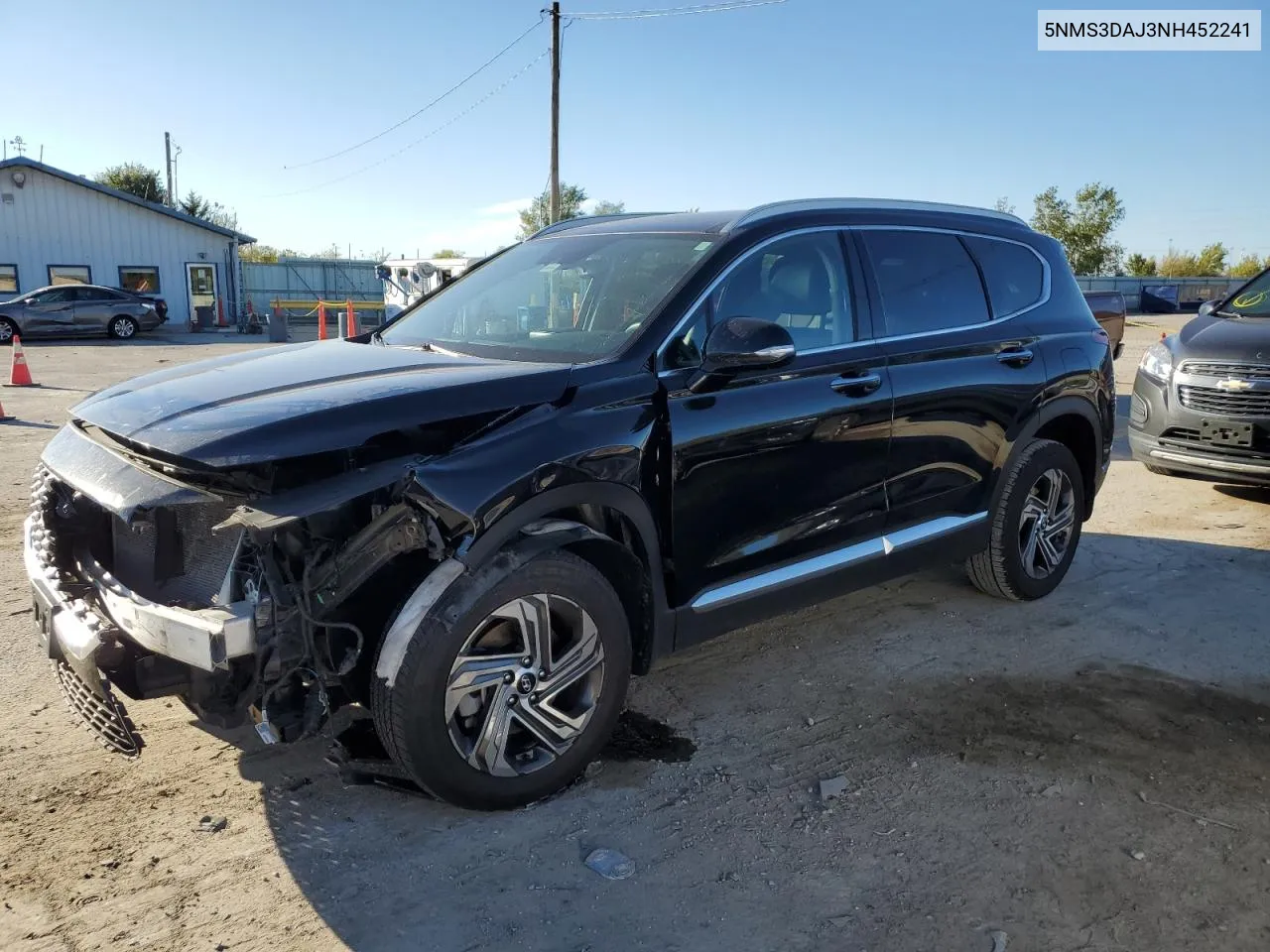 2022 Hyundai Santa Fe Sel VIN: 5NMS3DAJ3NH452241 Lot: 74732564