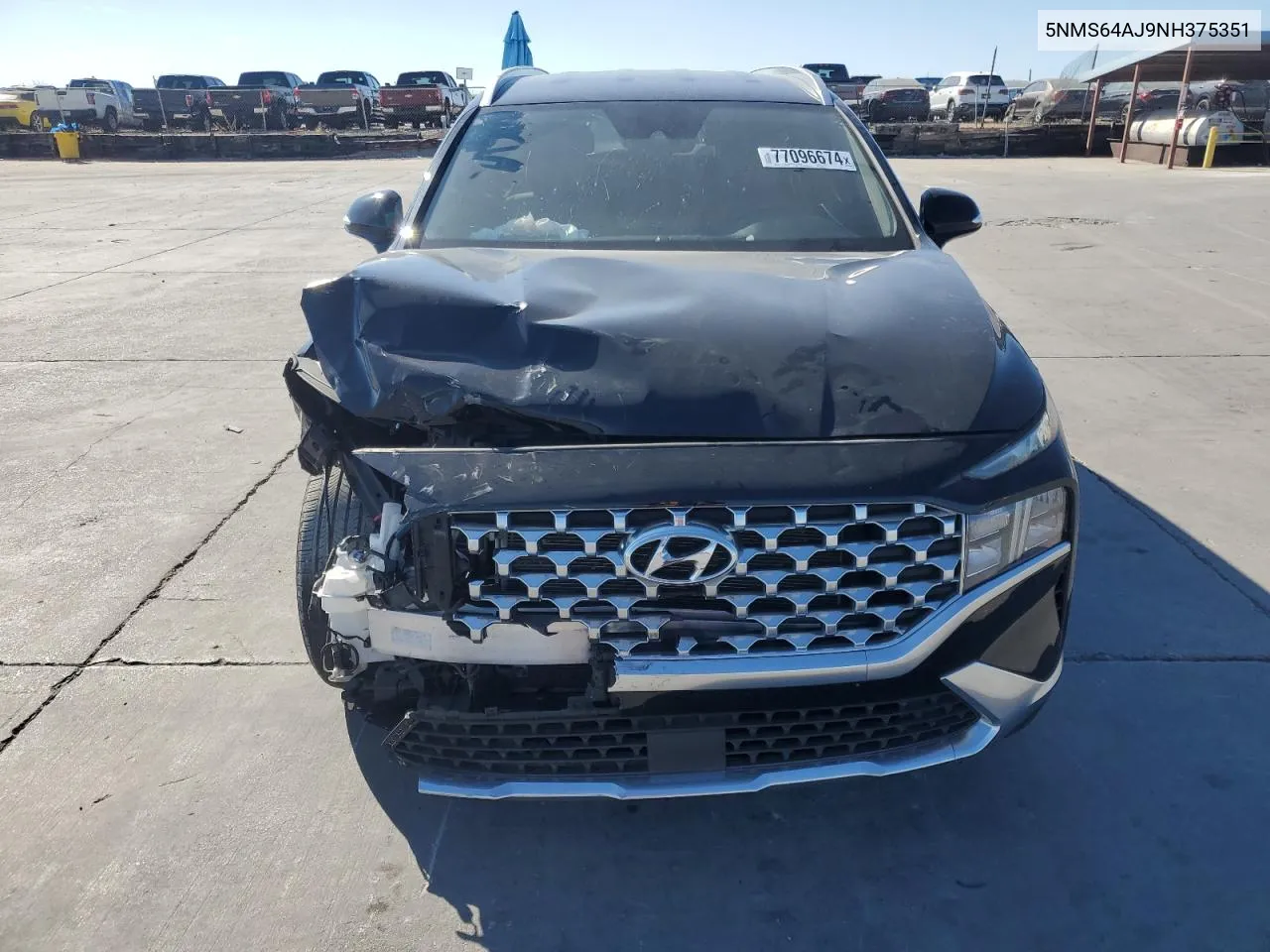 2022 Hyundai Santa Fe Sel VIN: 5NMS64AJ9NH375351 Lot: 77096674