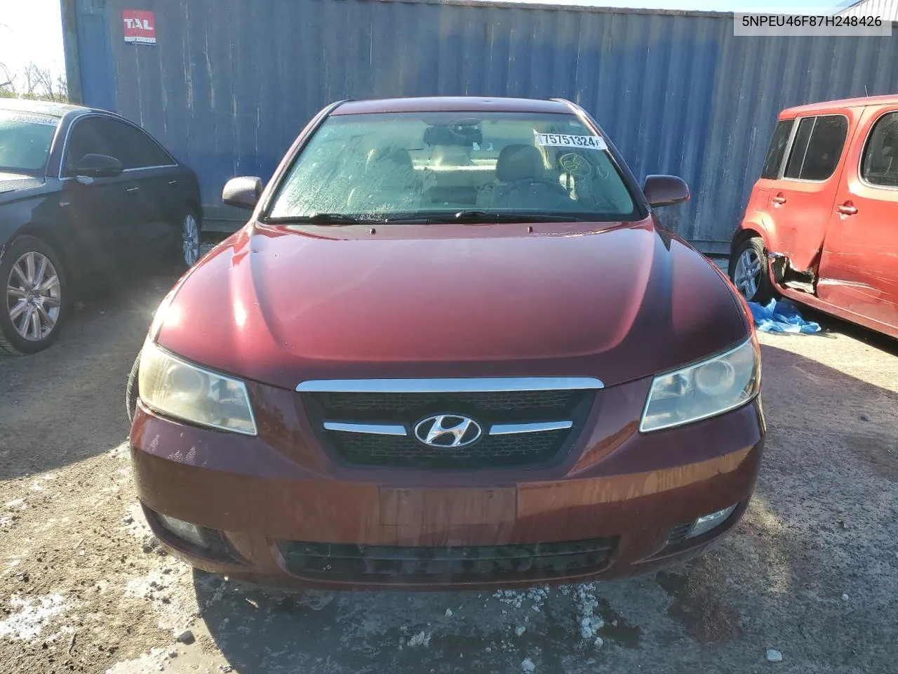 2007 Hyundai Sonata Se VIN: 5NPEU46F87H248426 Lot: 75751324