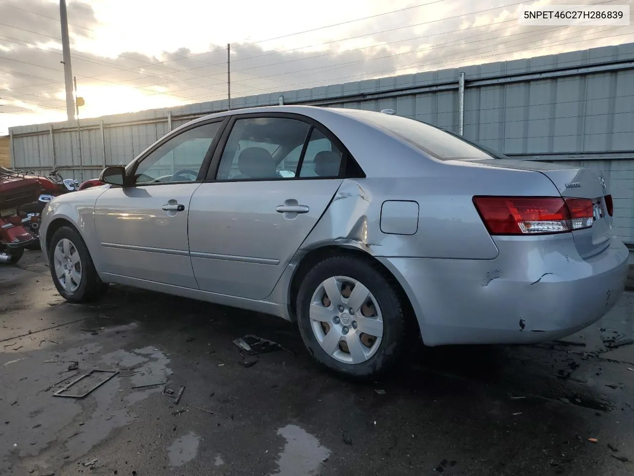 2007 Hyundai Sonata Gls VIN: 5NPET46C27H286839 Lot: 78742044