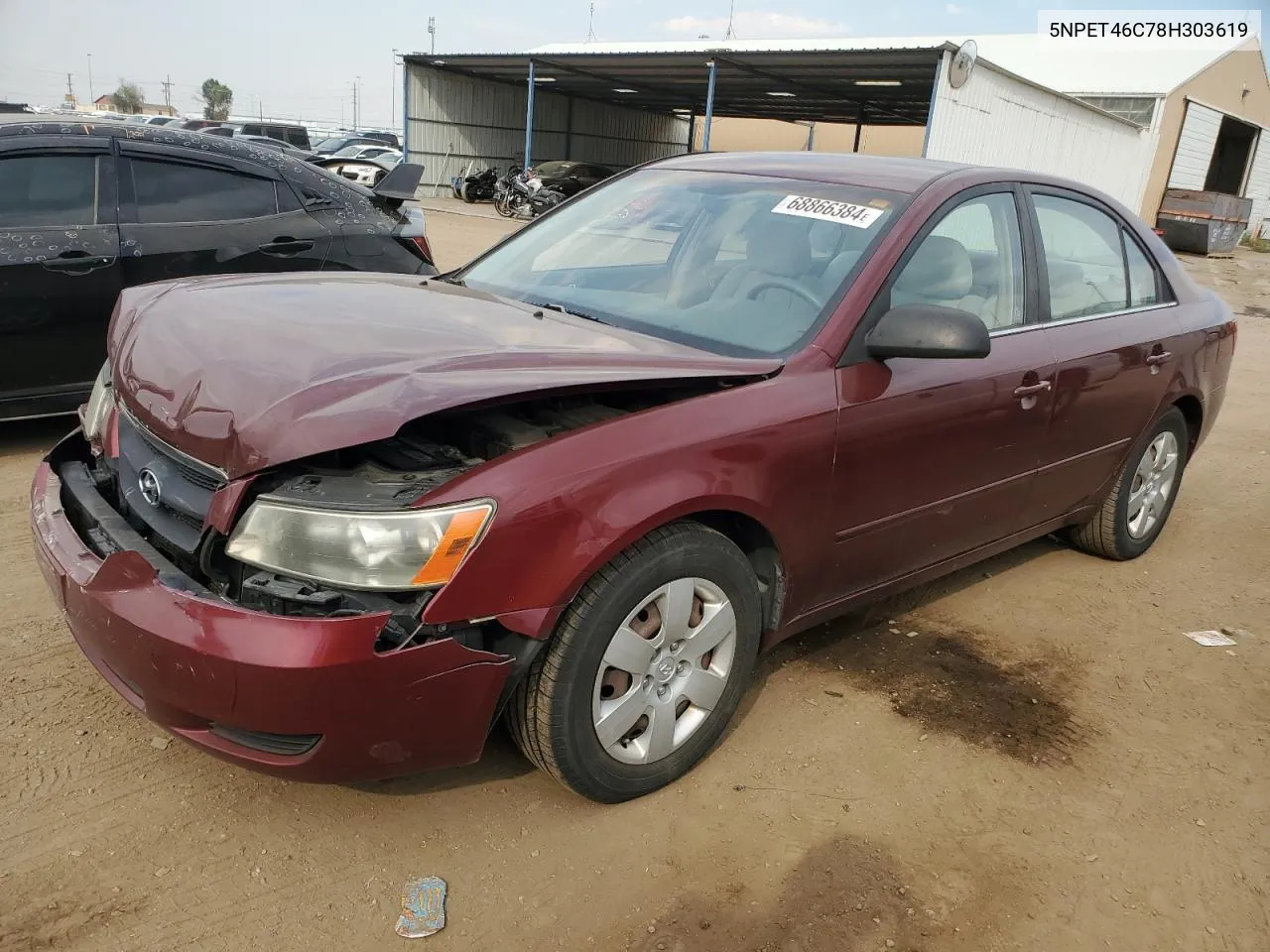 2008 Hyundai Sonata Gls VIN: 5NPET46C78H303619 Lot: 68866384