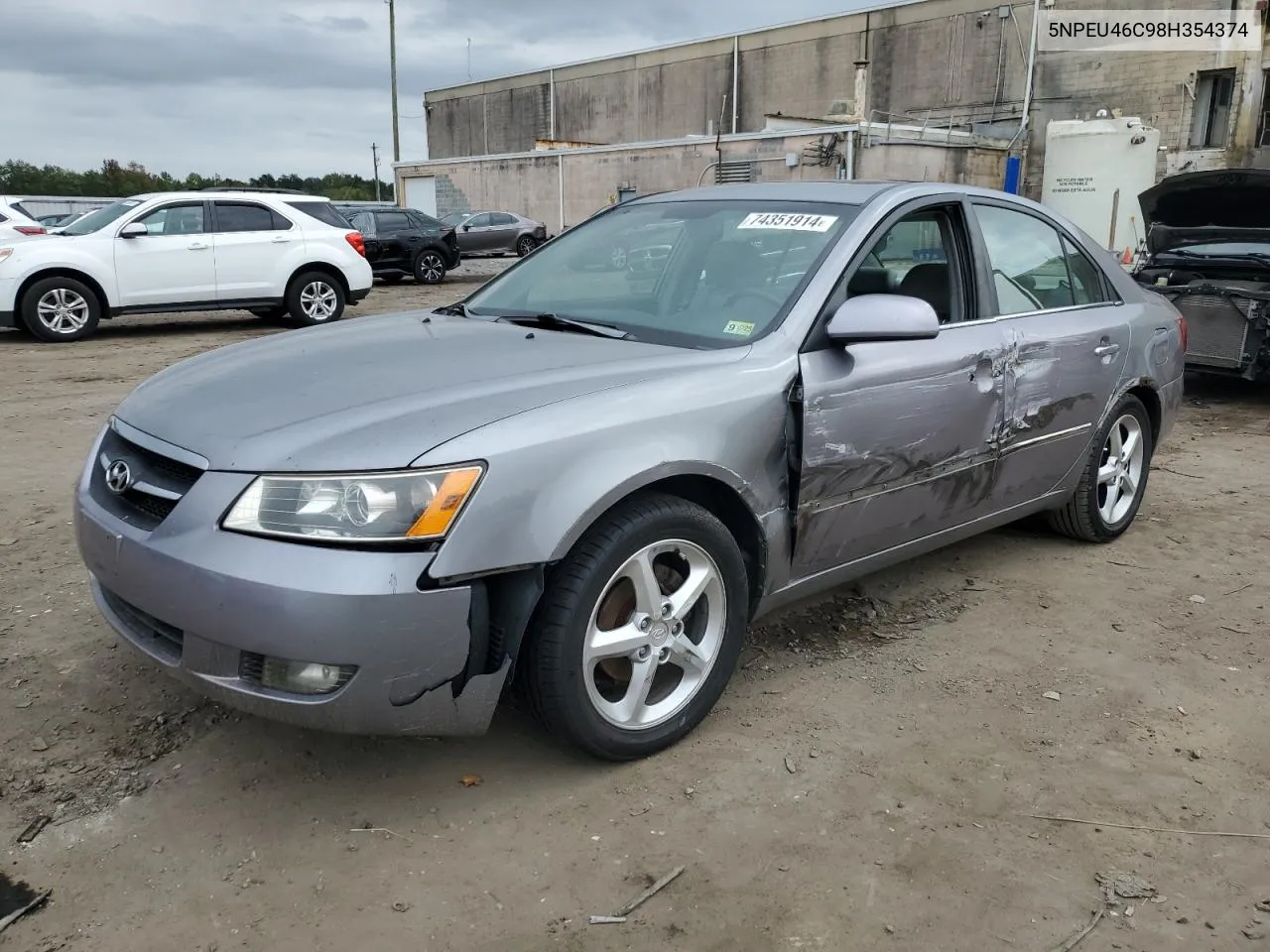 2008 Hyundai Sonata Se VIN: 5NPEU46C98H354374 Lot: 74351914