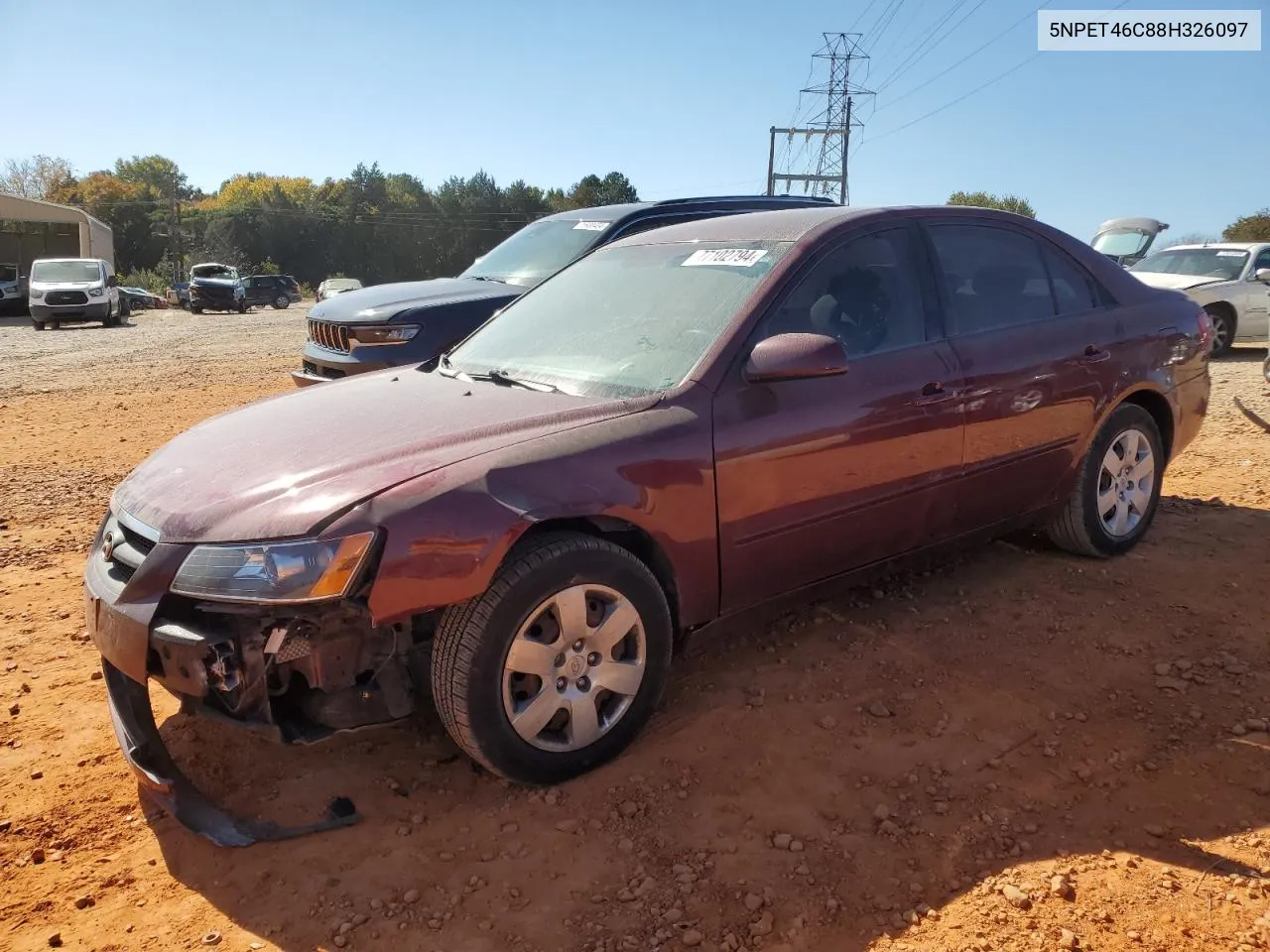 2008 Hyundai Sonata Gls VIN: 5NPET46C88H326097 Lot: 77102794