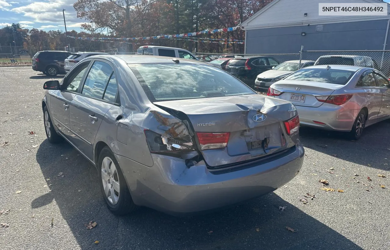 2008 Hyundai Sonata Gls VIN: 5NPET46C48H346492 Lot: 78514724