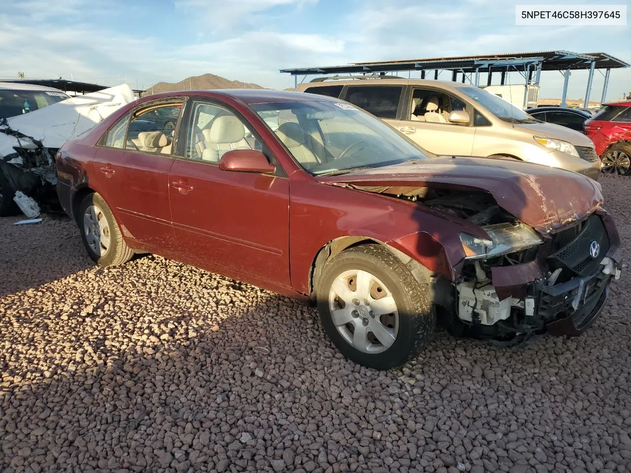 2008 Hyundai Sonata Gls VIN: 5NPET46C58H397645 Lot: 78934644